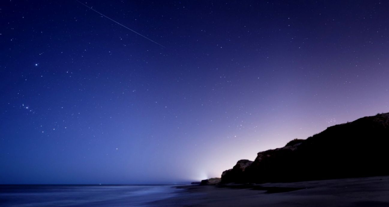 Spiaggia di notte stellata, 1297x691 720p, PC