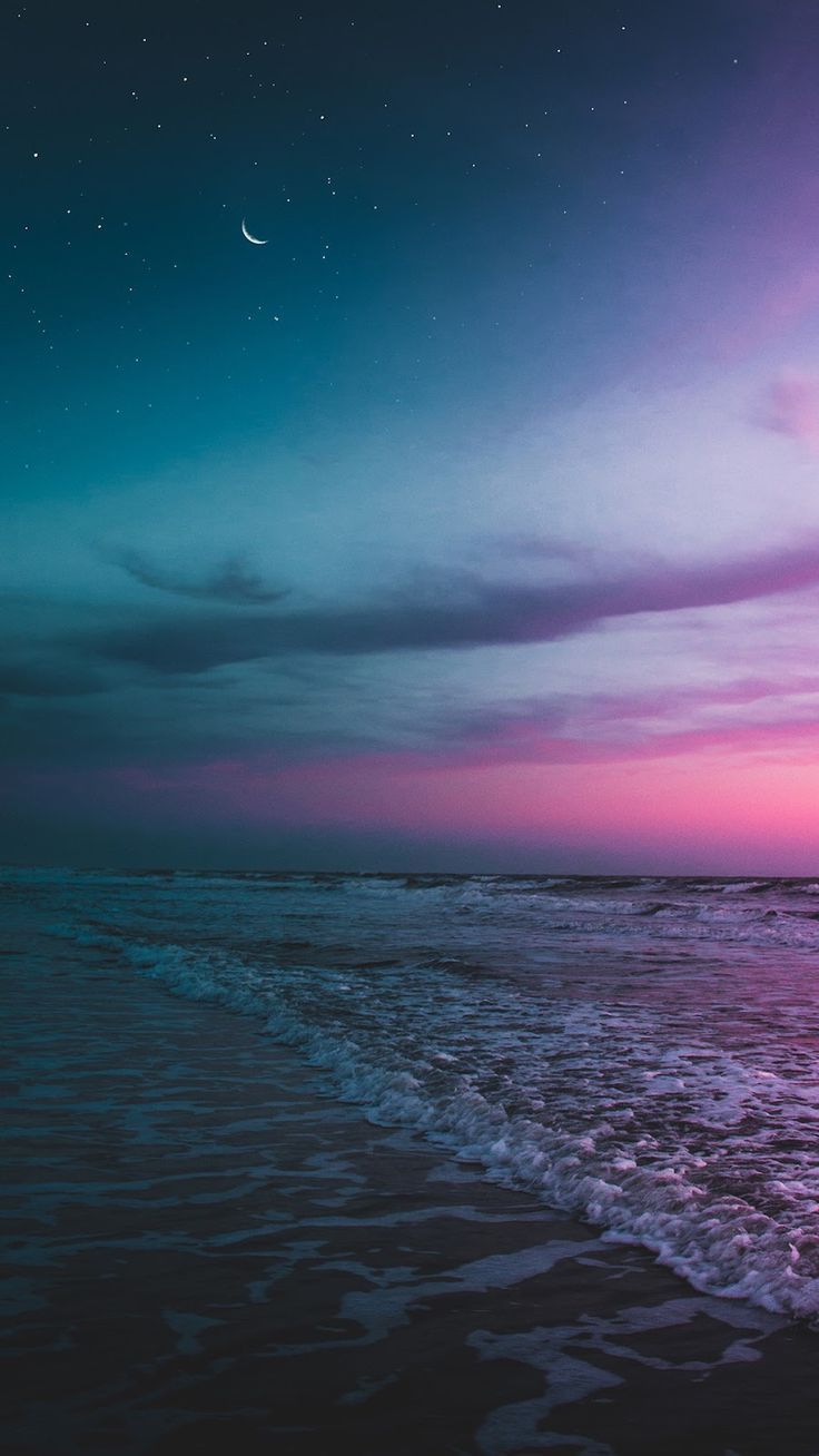 Spiaggia notturna con luna, 736x1308 Full HD Verticale, iPhone