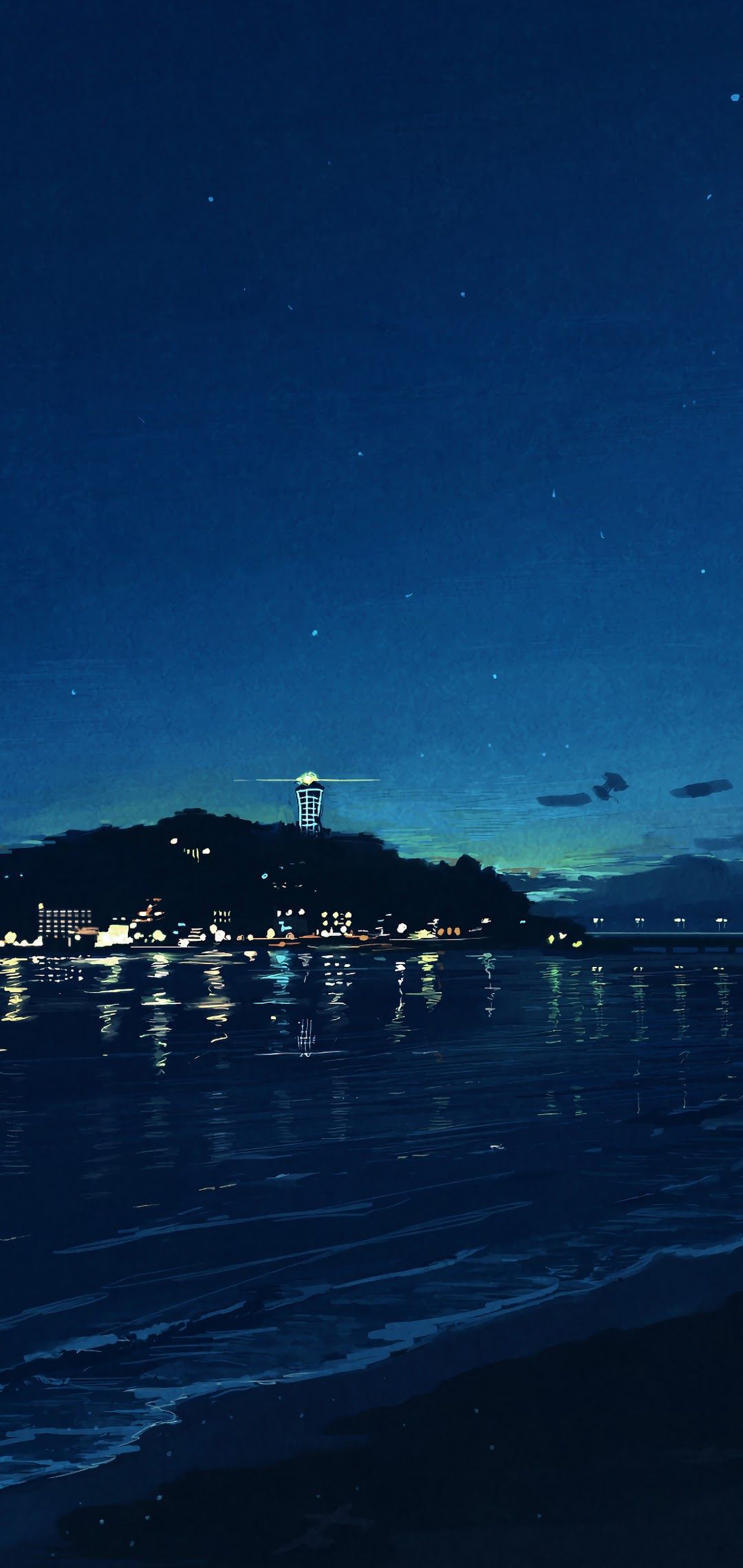 Spiaggia di notte anime, 1080x2280 Verticale, Mobile