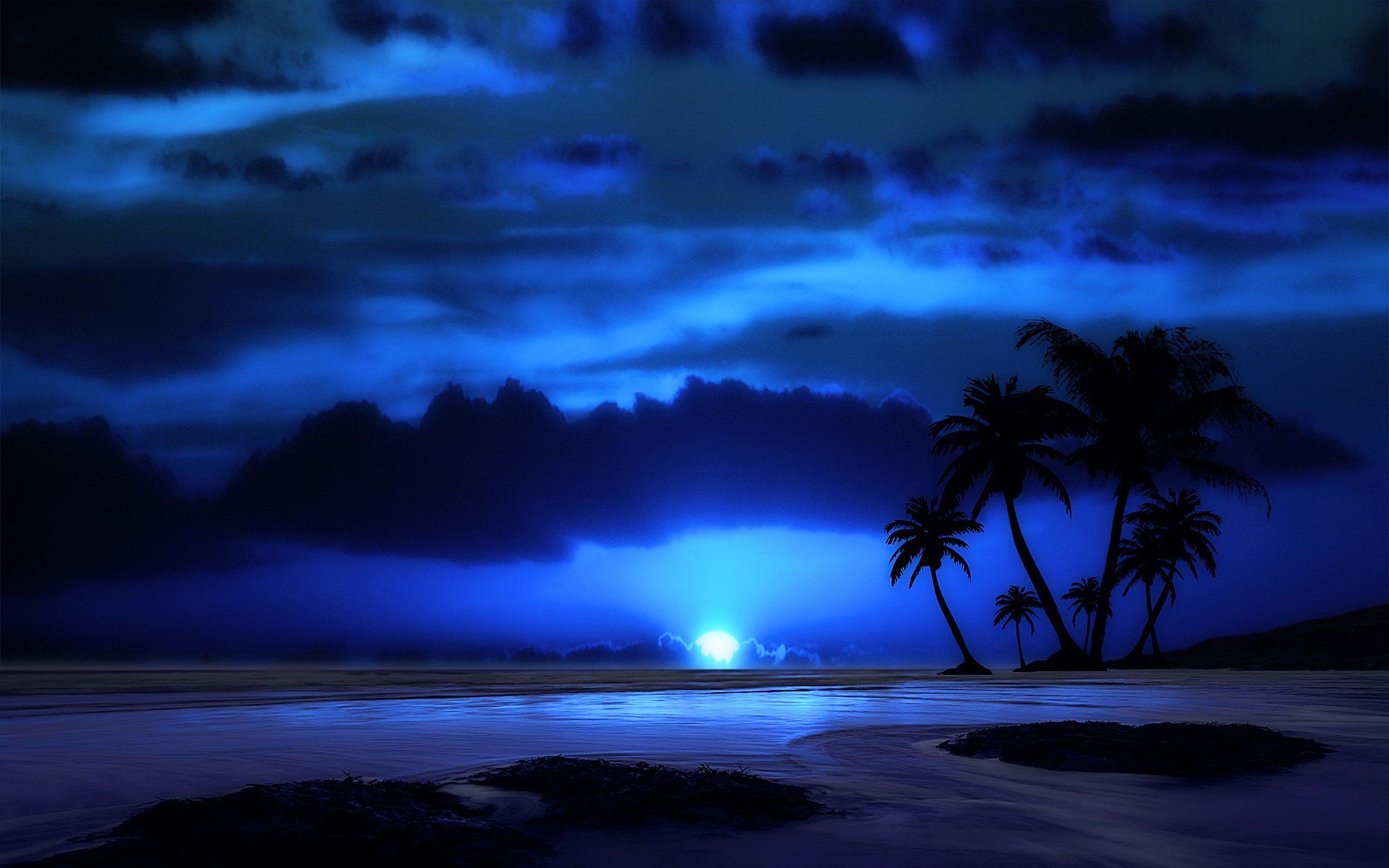 Spiaggia tropicale di notte, 1920x1200 Full HD+, iMac