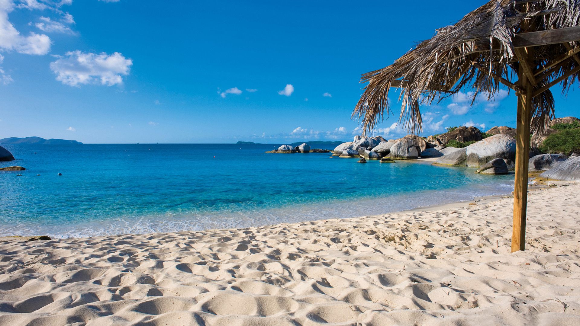Spiaggia tropicale con capanna paglia, 1920x1080 Full HD 1080p, PC