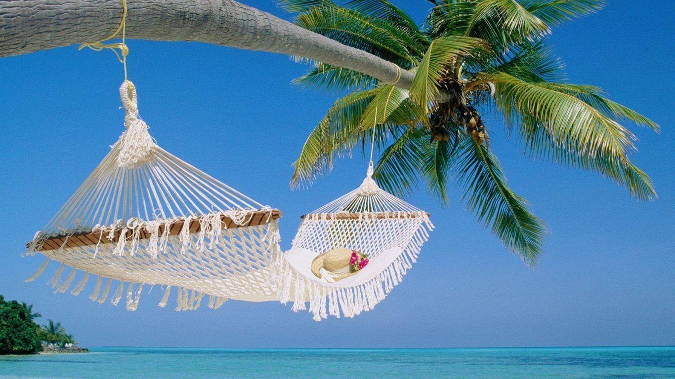 Amaca su spiaggia tropicale, 1366x768 HD, Desktop
