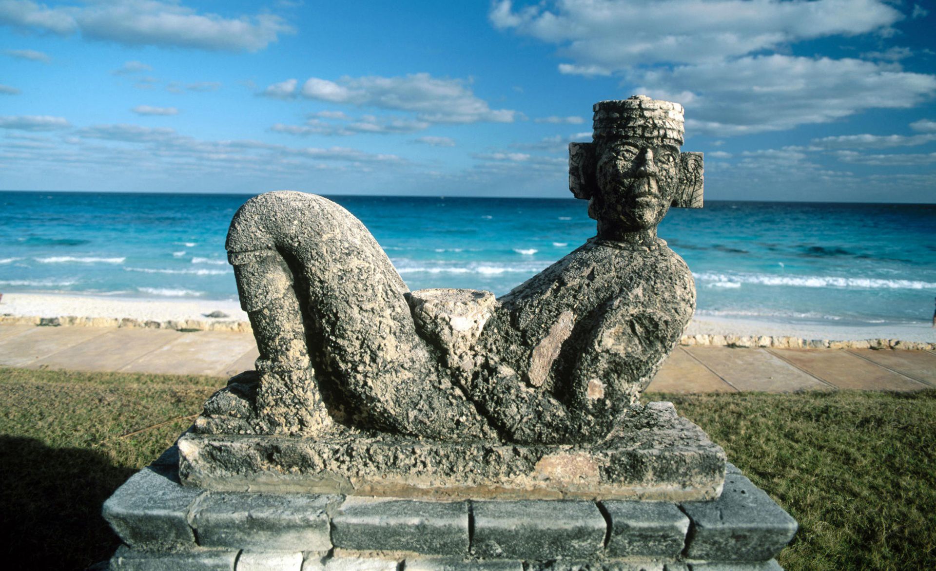 Statua maya spiaggia messicana, 1920x1172 1080p, Desktop