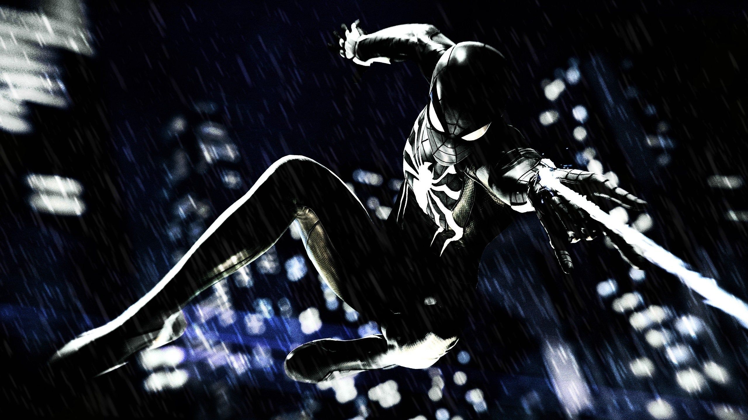 Spider-Man tuta nera città, 2560x1440 QHD, Monitor Gaming