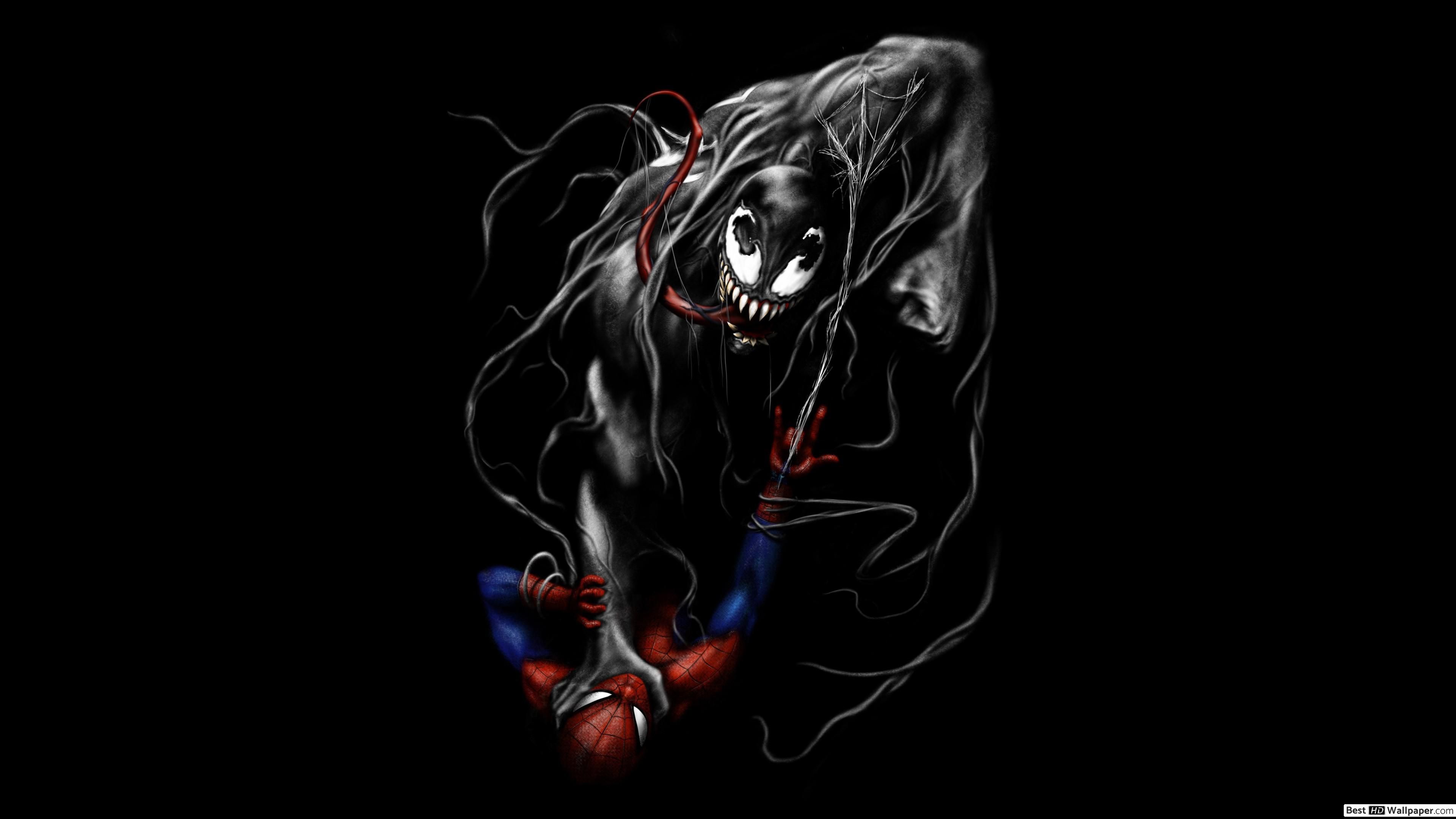 Venom su Spider-Man bianco nero, 3840x2160 4K Ultra HD, Monitor 4K