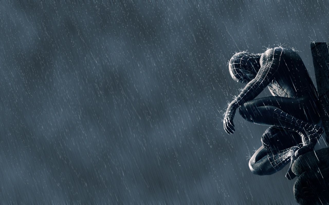 Spider-Man accovacciato sotto pioggia, 1280x800 720p, Laptop