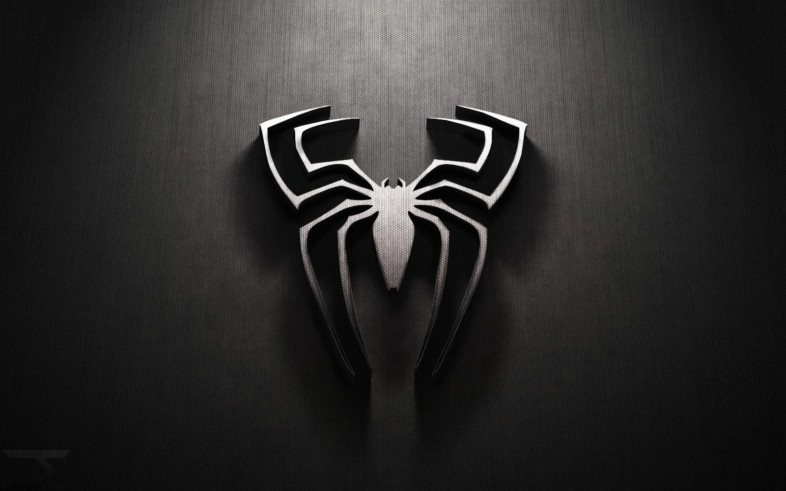 Logo ragno Spider-Man nero, 1600x1000 HD, Desktop