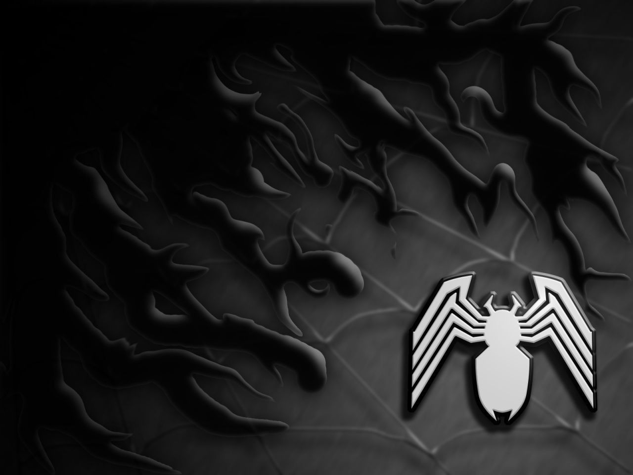 Logo ragno Venom bianco nero, 1280x960 HD, Desktop