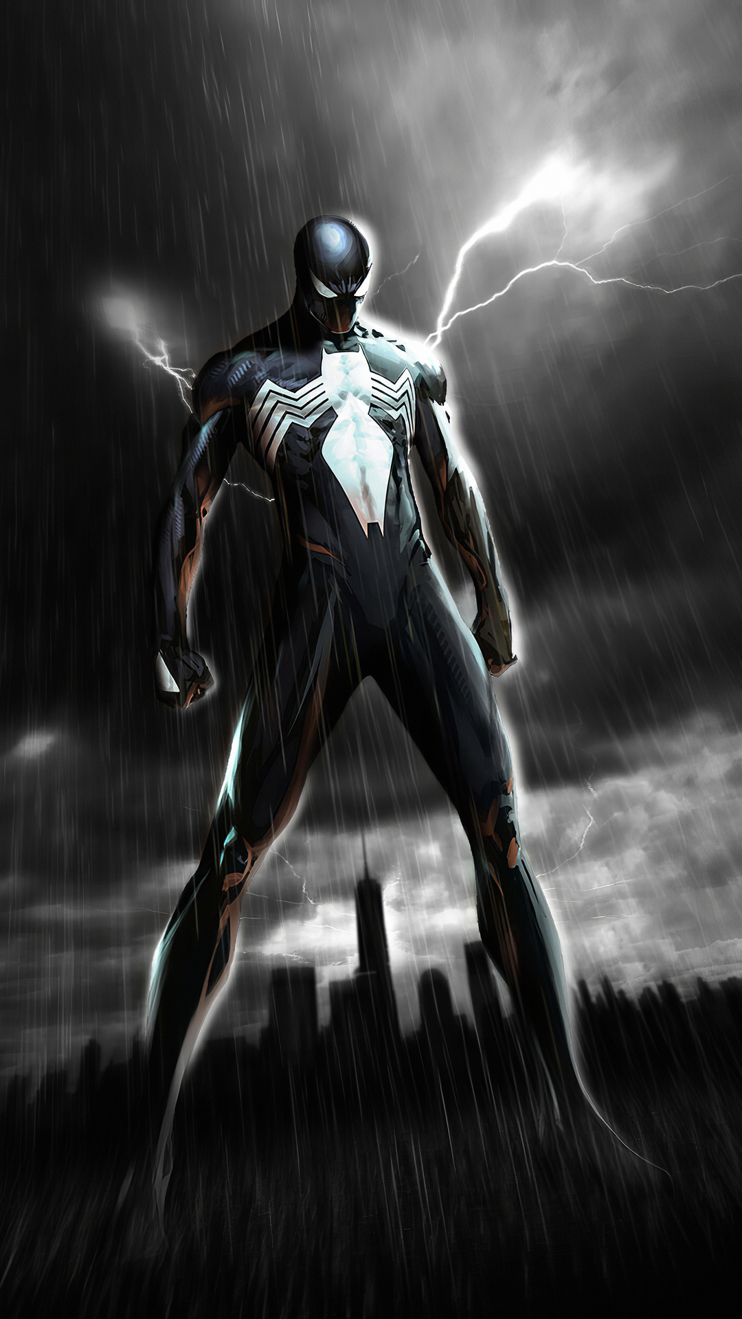 Spider-Man nero con fulmine, 1080x1920 Full HD Verticale, Smartphone
