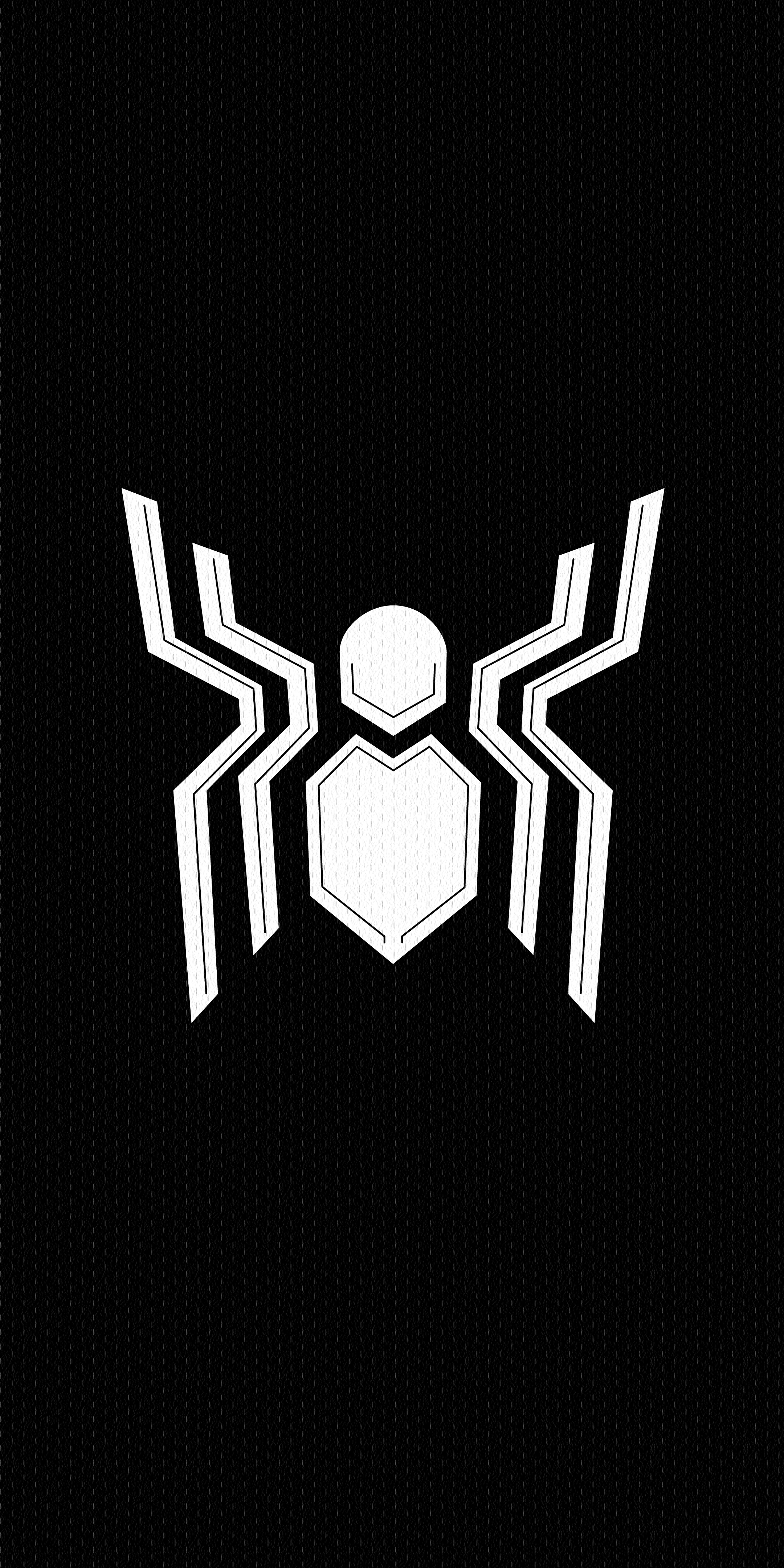 Logo ragno Spider-Man bianco nero, 2160x4320 Full HD Verticale, Smartphone