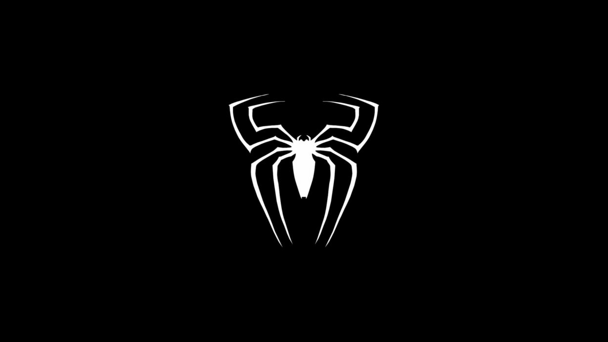 Logo ragno Spider-Man bianco nero, Uomo Ragno, 1245x700 HD, Laptop
