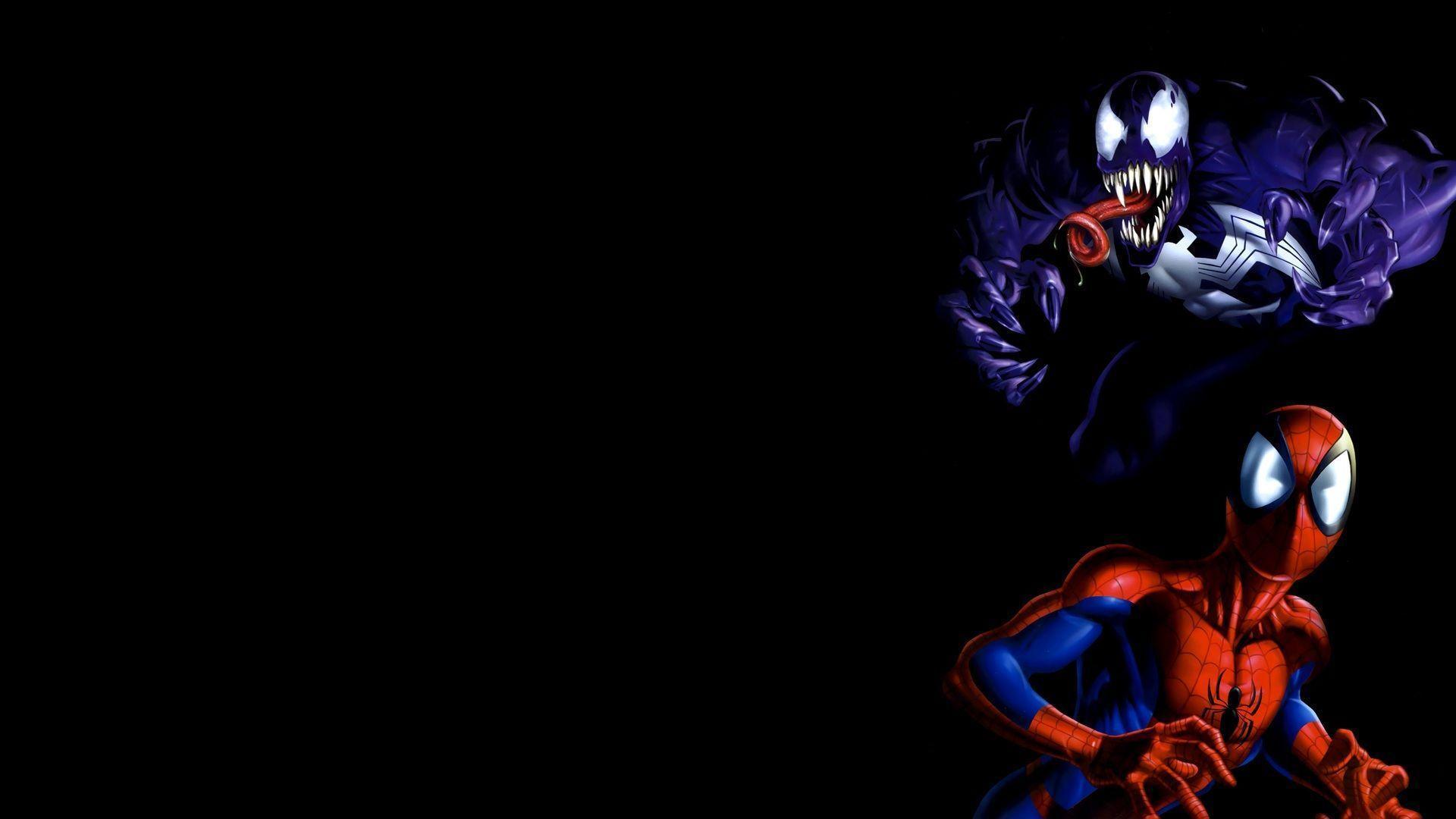 Spider-Man e Venom sfondo nero, 1920x1080 Full HD, PC Desktop