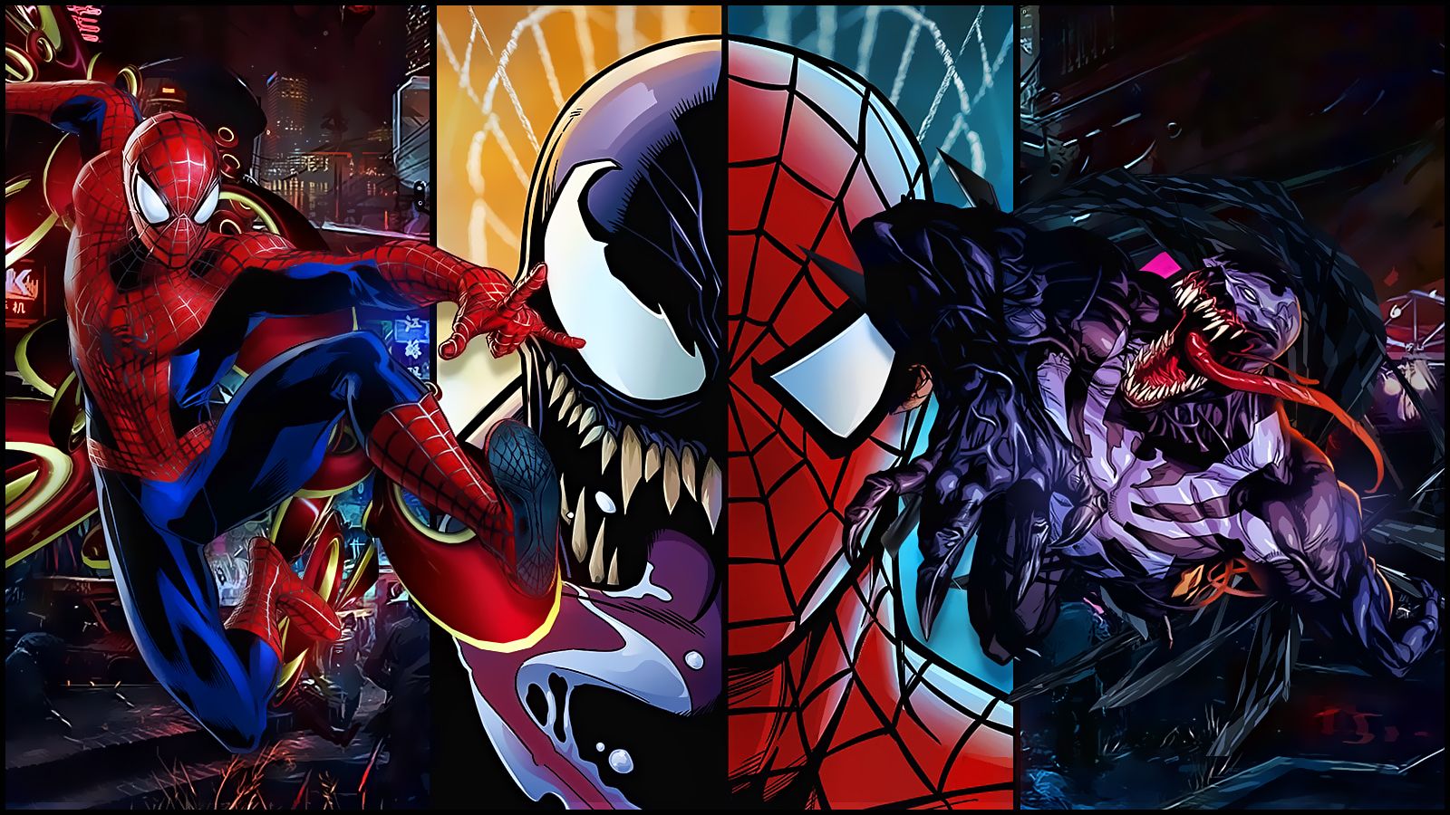 Spider-Man e Venom collage, 1600x900 HD Ready, Desktop