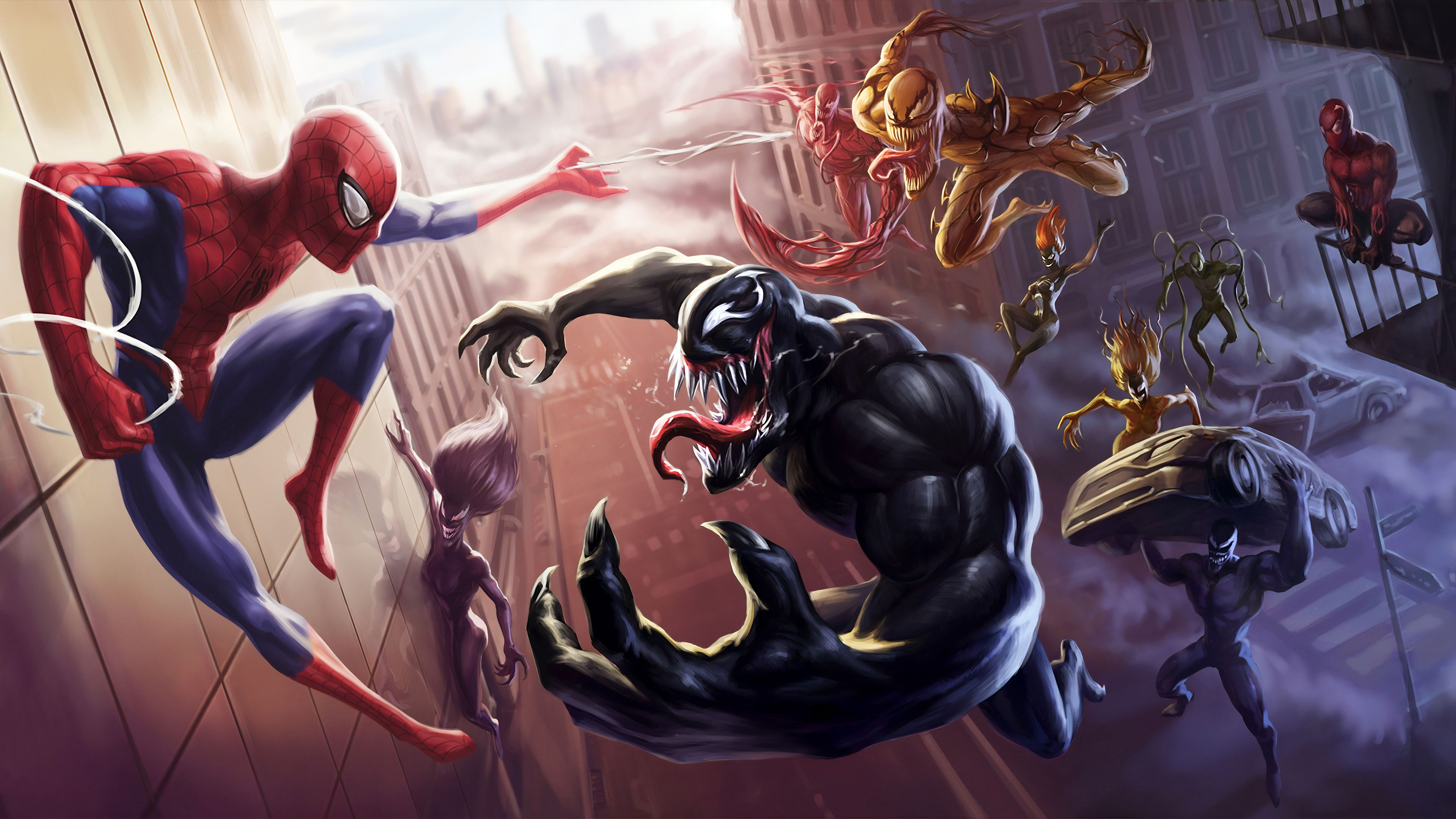 Spider-Man e Venom, fumetto, 3840x2160 4K, Desktop 4K