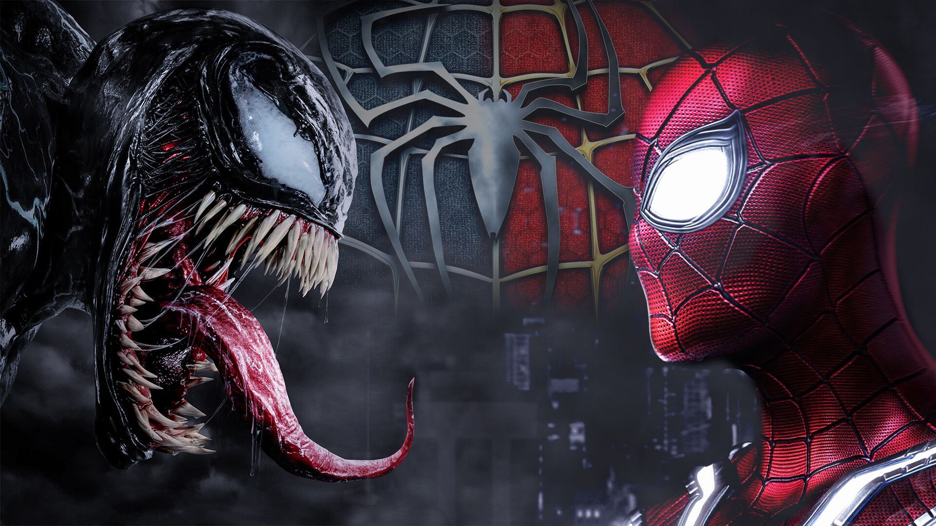 Spider-Man e Venom faccia a faccia, Uomo Ragno, 1920x1080 Full HD, Laptop