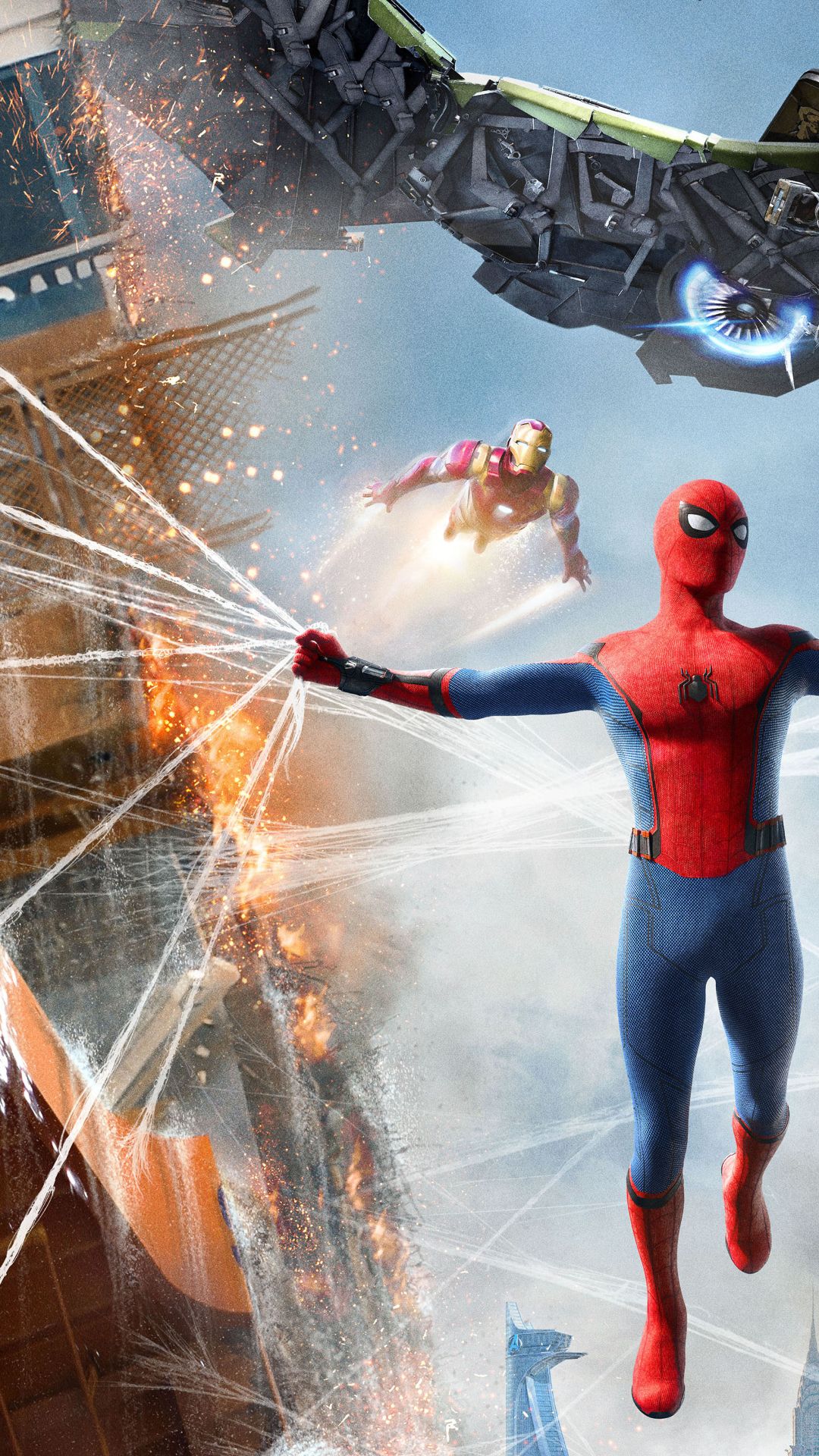 Spider-Man Homecoming, Iron Man aereo, 1080x1920 Full HD Verticale, iPhone