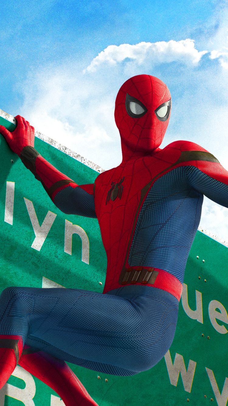 Spider-Man su cartello stradale, 750x1334 Verticale, Mobile