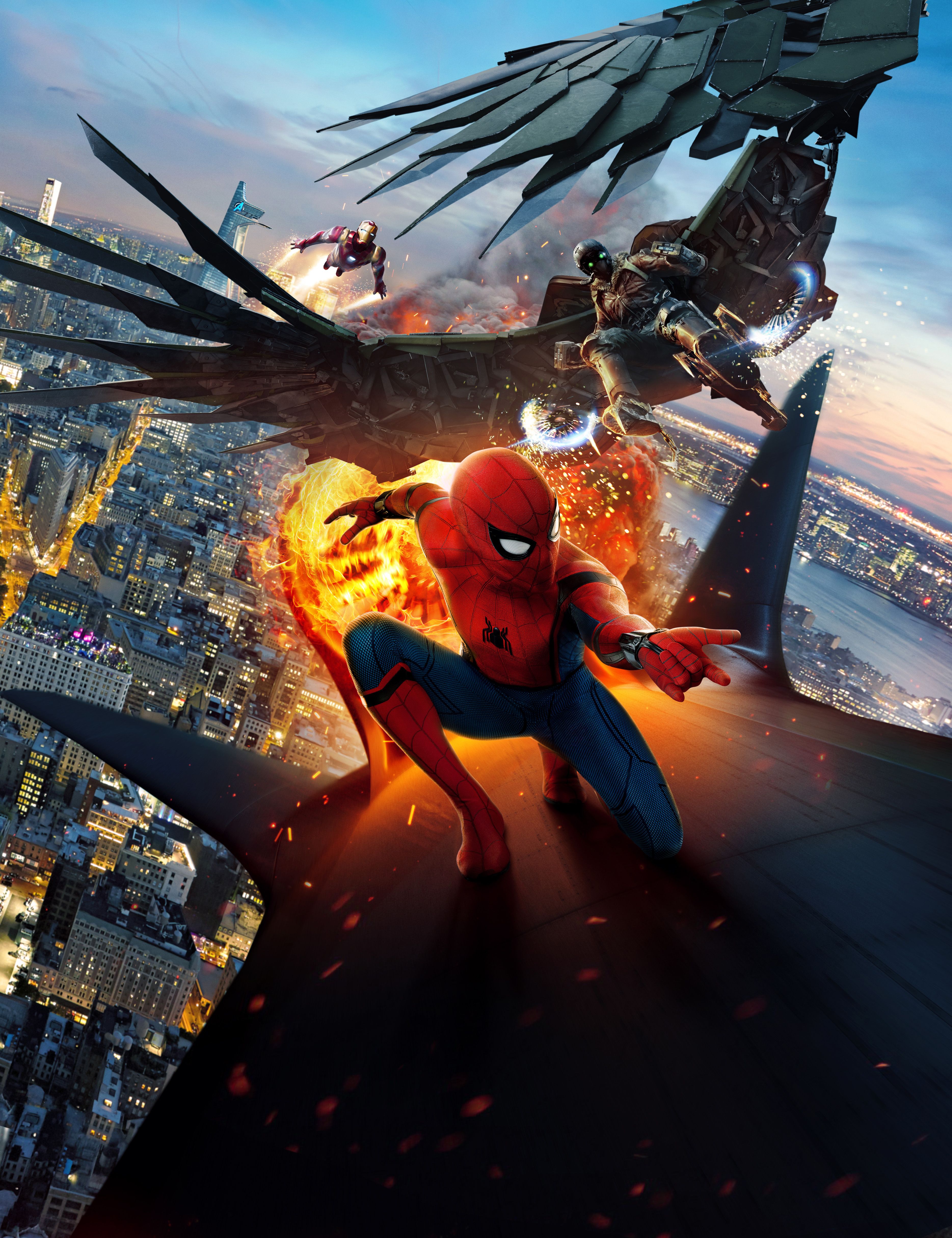 Spider-Man Homecoming Vulture città, 3737x4859 Verticale, Telefono