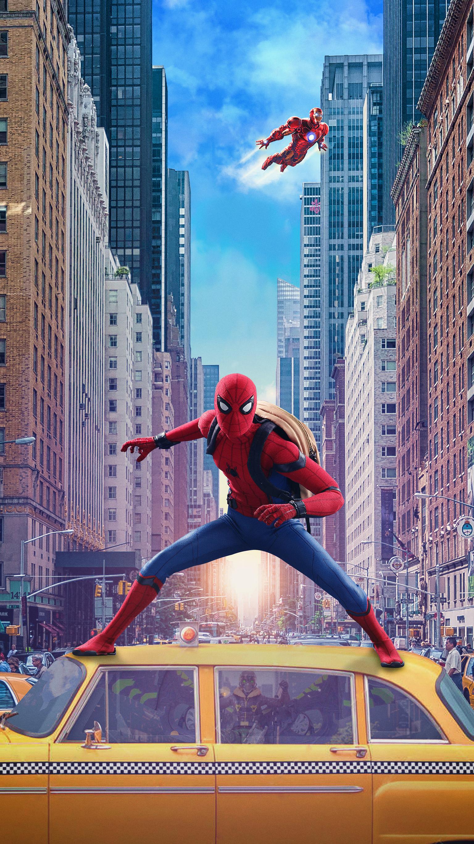Spider-Man Homecoming città taxi, Marvel, 1536x2732 Verticale, Telefono