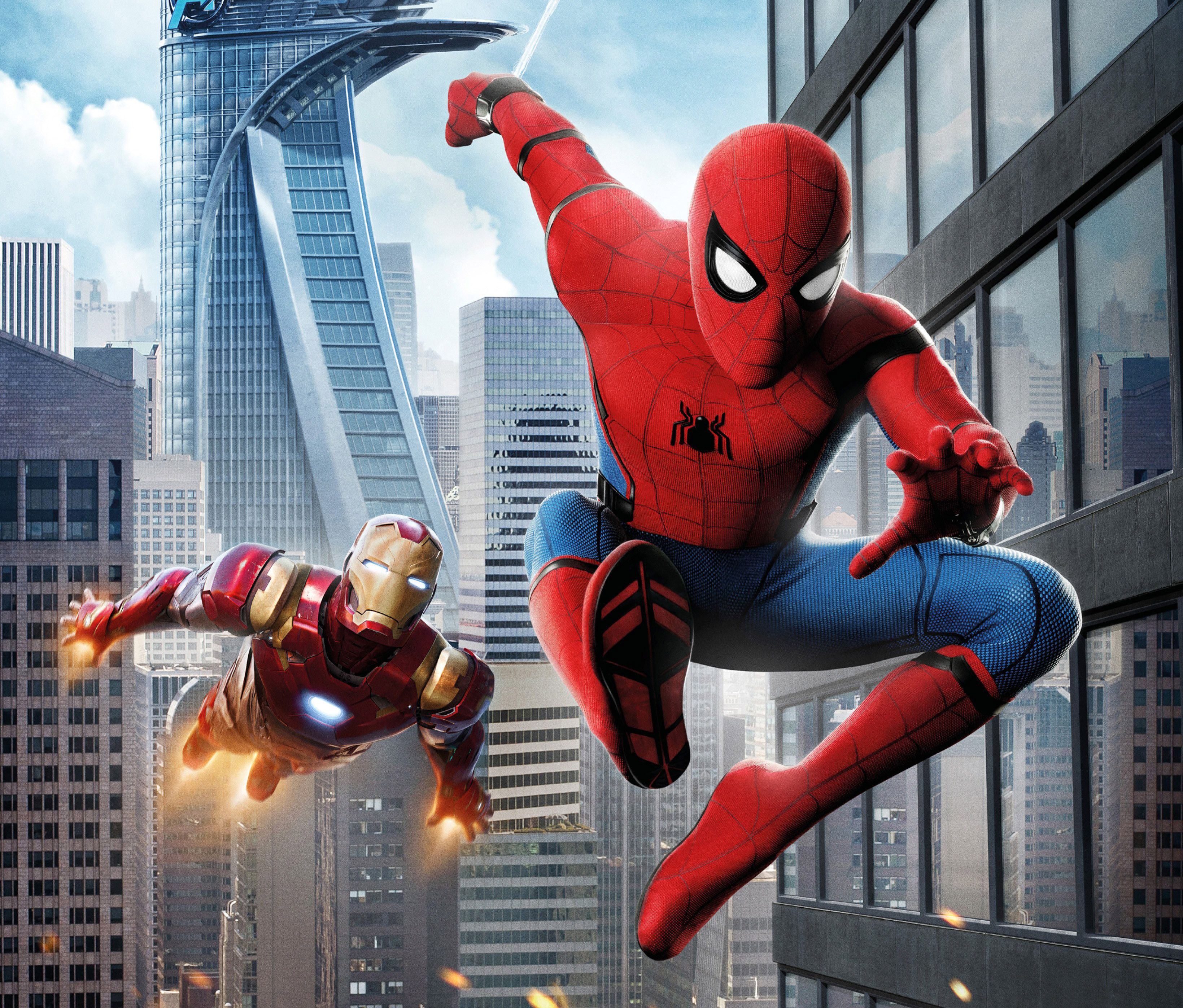 Spider-Man e Iron Man città, Tony Stark, 3278x2794 2K+, Desktop