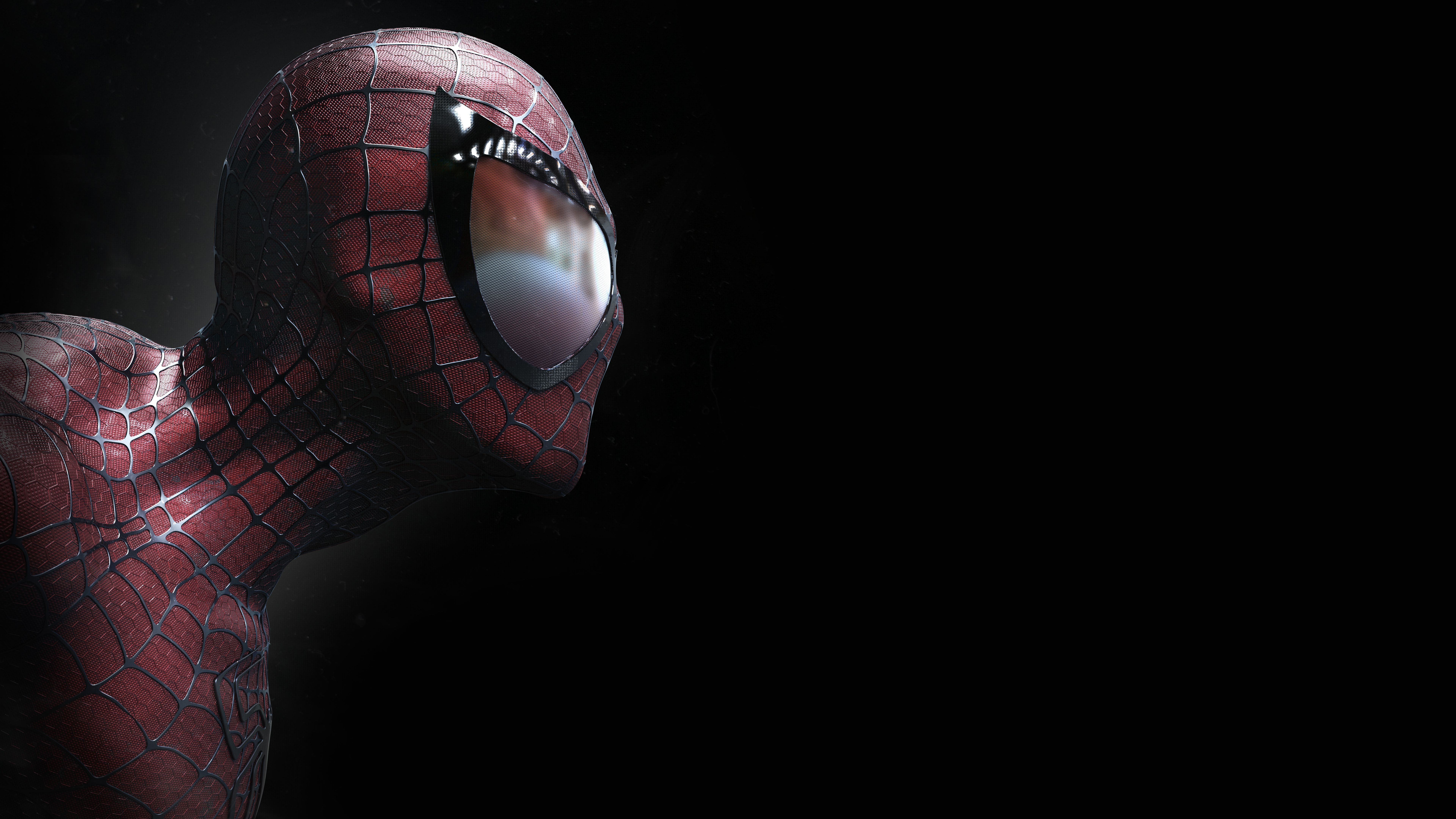 Spider-Man maschera sfondo scuro, 7680x4320 UHD, PC 4K