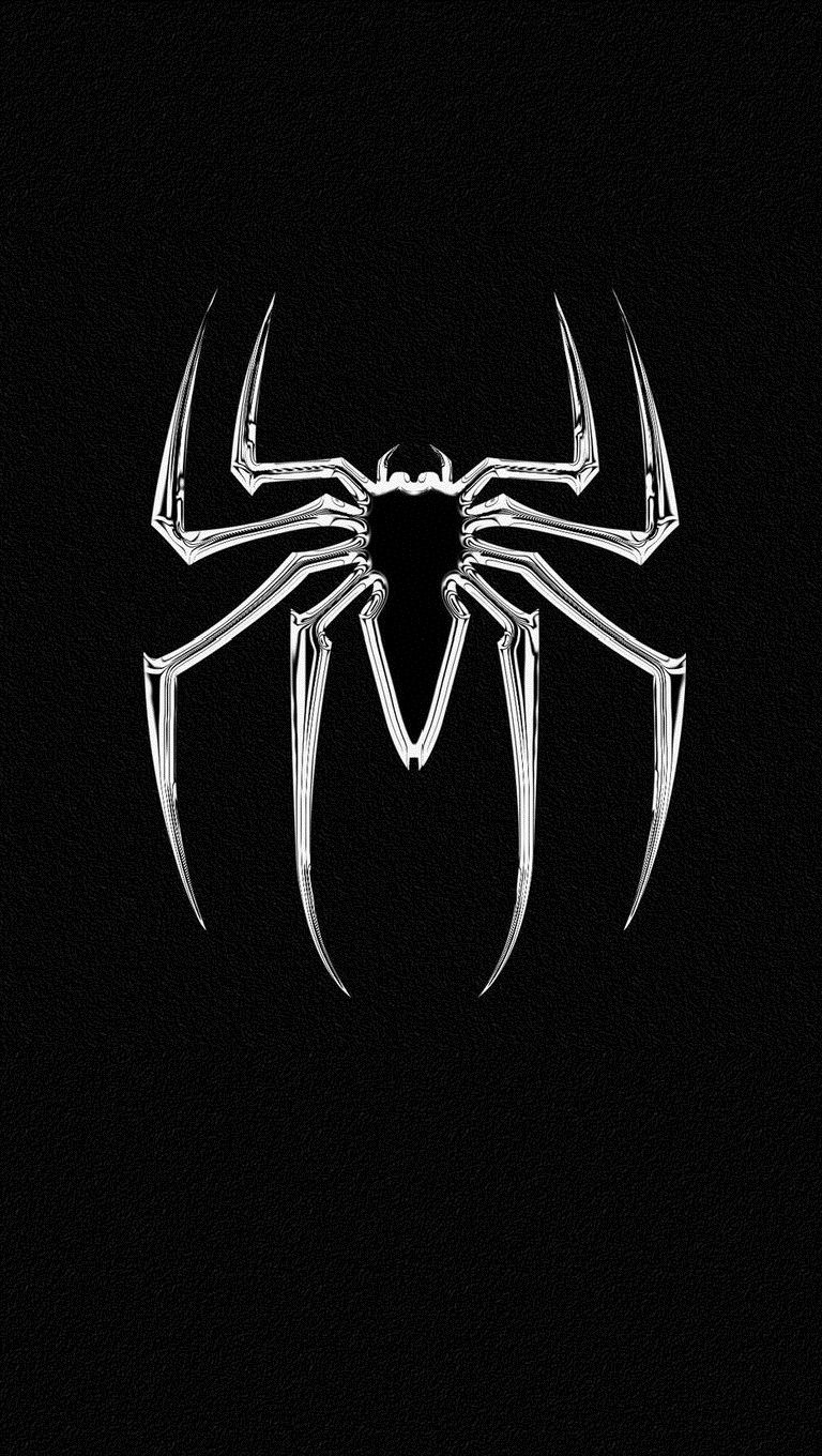 Logo ragno Spider-Man nero, Uomo Ragno, 768x1360 Full HD Verticale, iPhone
