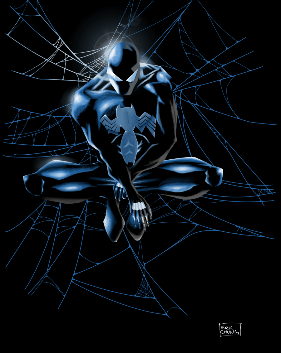 Spider-Man nero su ragnatela, 900x1132 Verticale, OnePlus