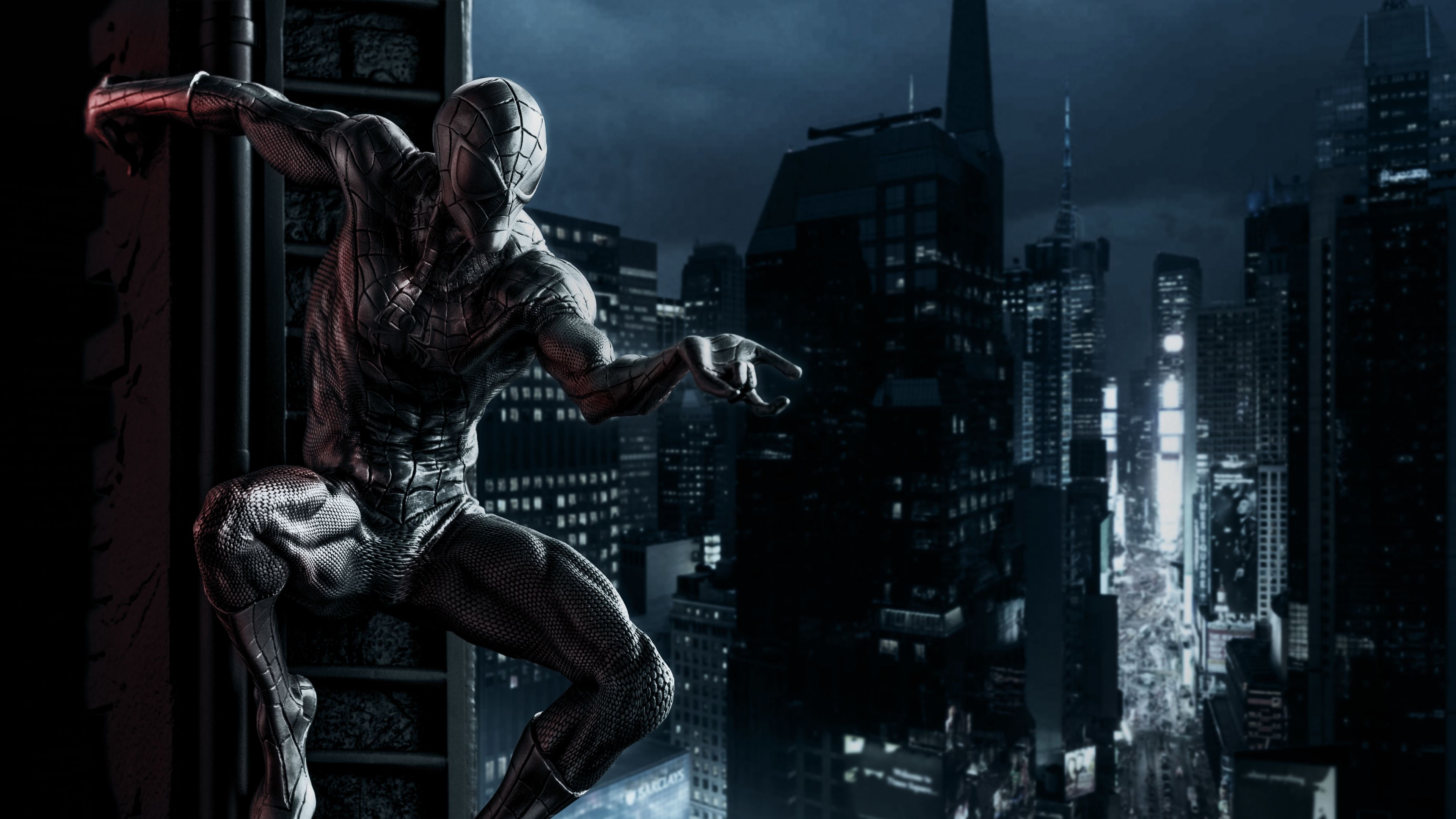 Spider-Man nero su edificio, 3840x2160 4K, Desktop 4K