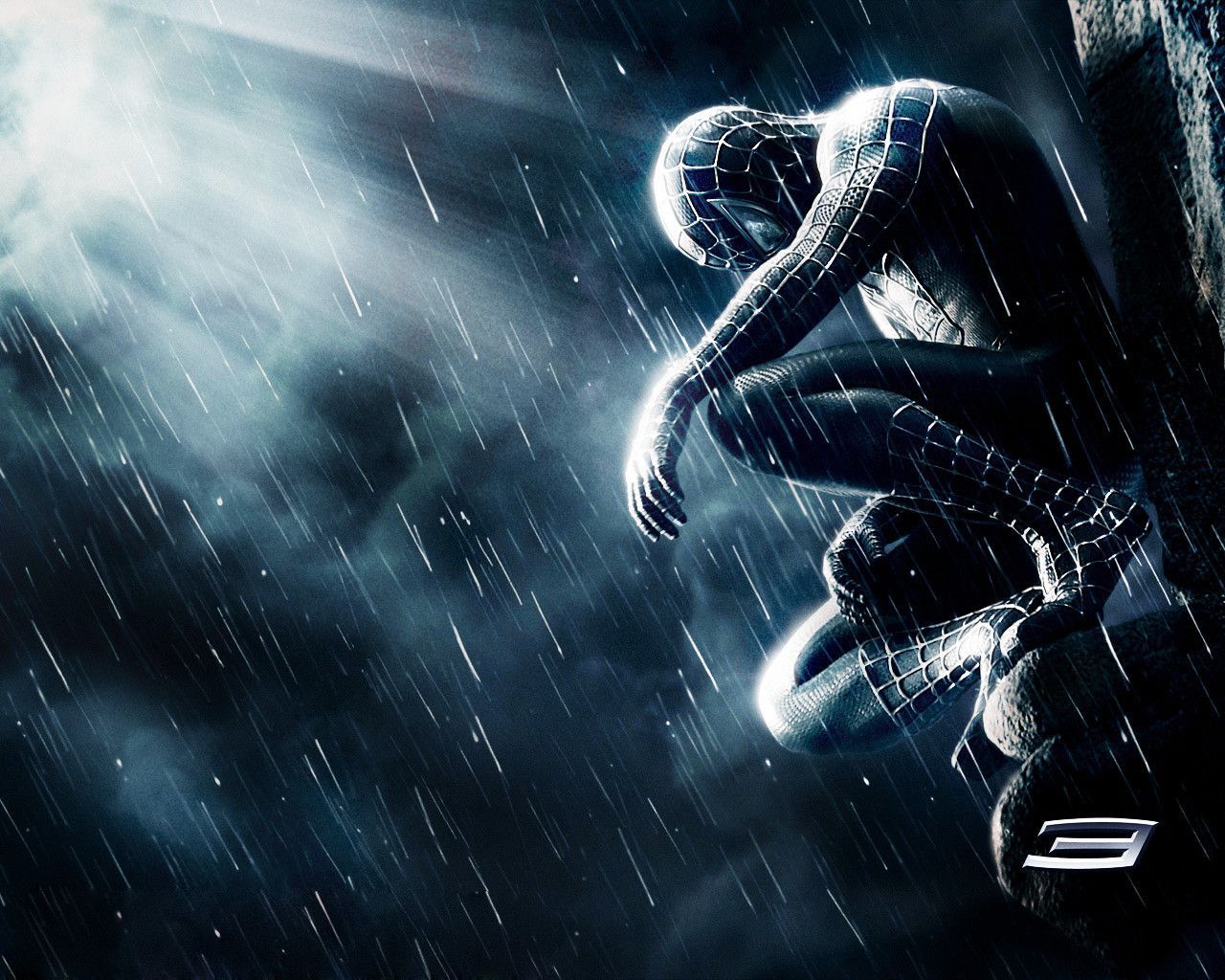 Spider-Man nero sotto pioggia, 1280x1024 720p, PC