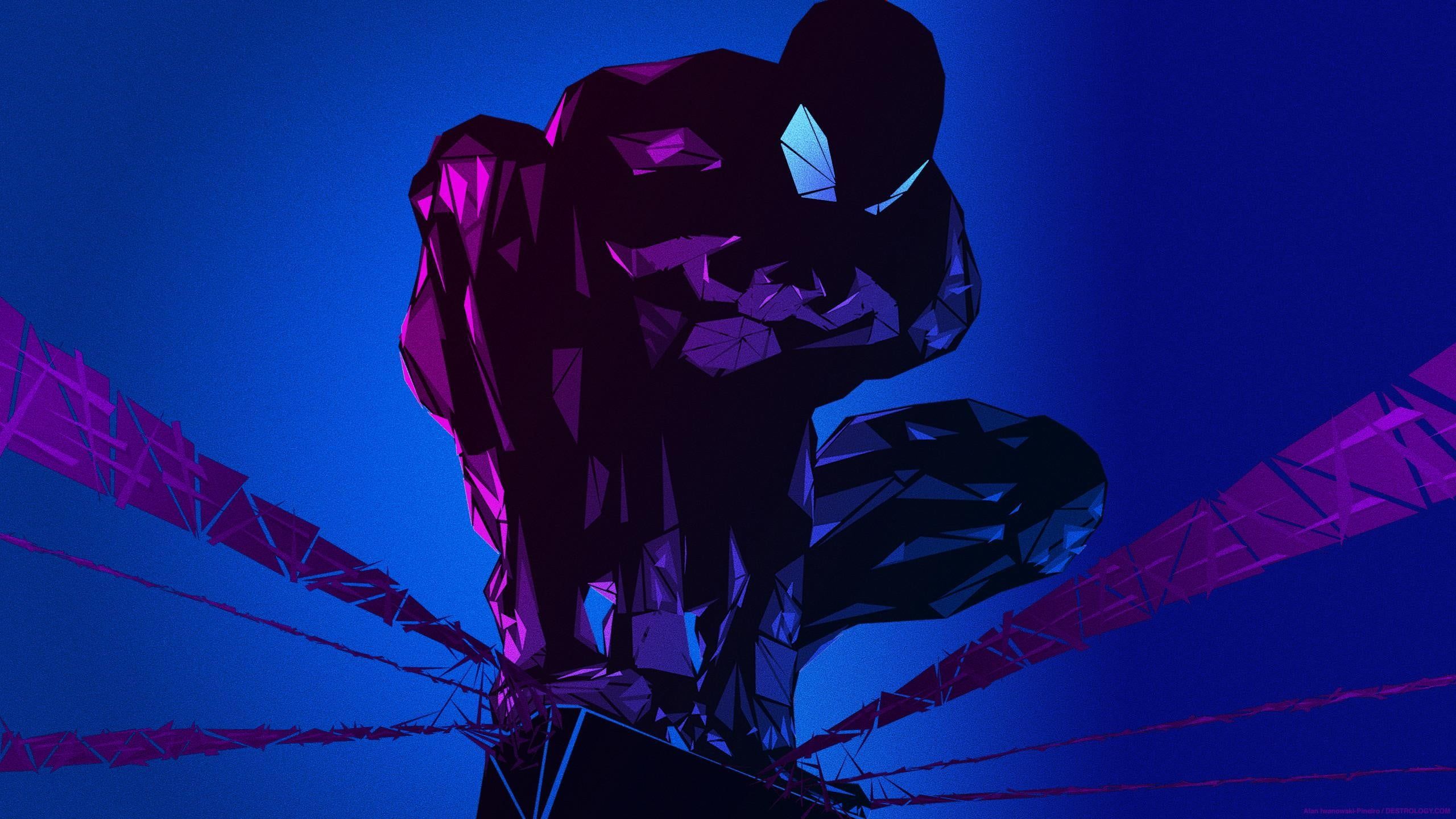 Spider-Man nero su ragnatele, 2560x1440 1440p, Desktop