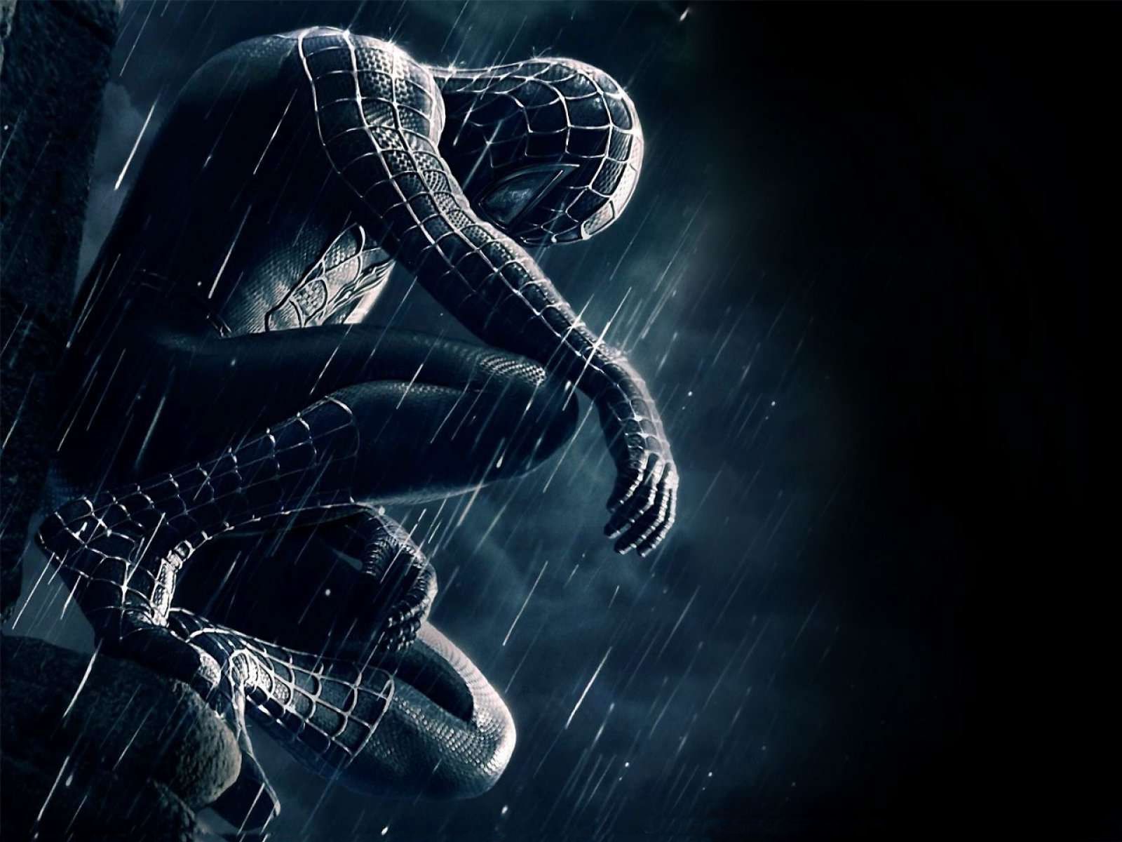Spider-Man nero sotto pioggia, 1600x1200 HD, Desktop