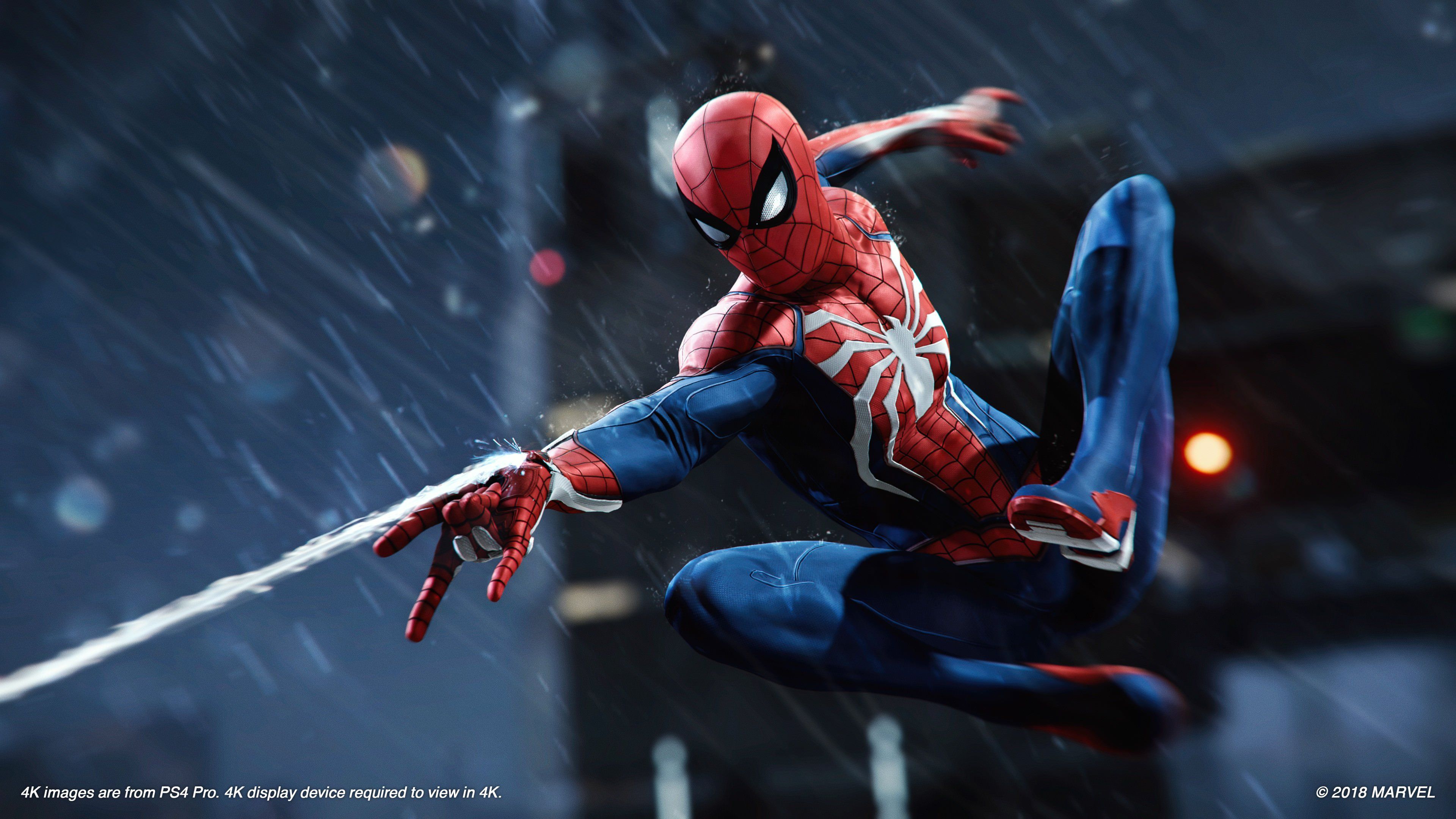 Spider-Man in azione, pioggia, 3840x2160 Ultra HD, PC