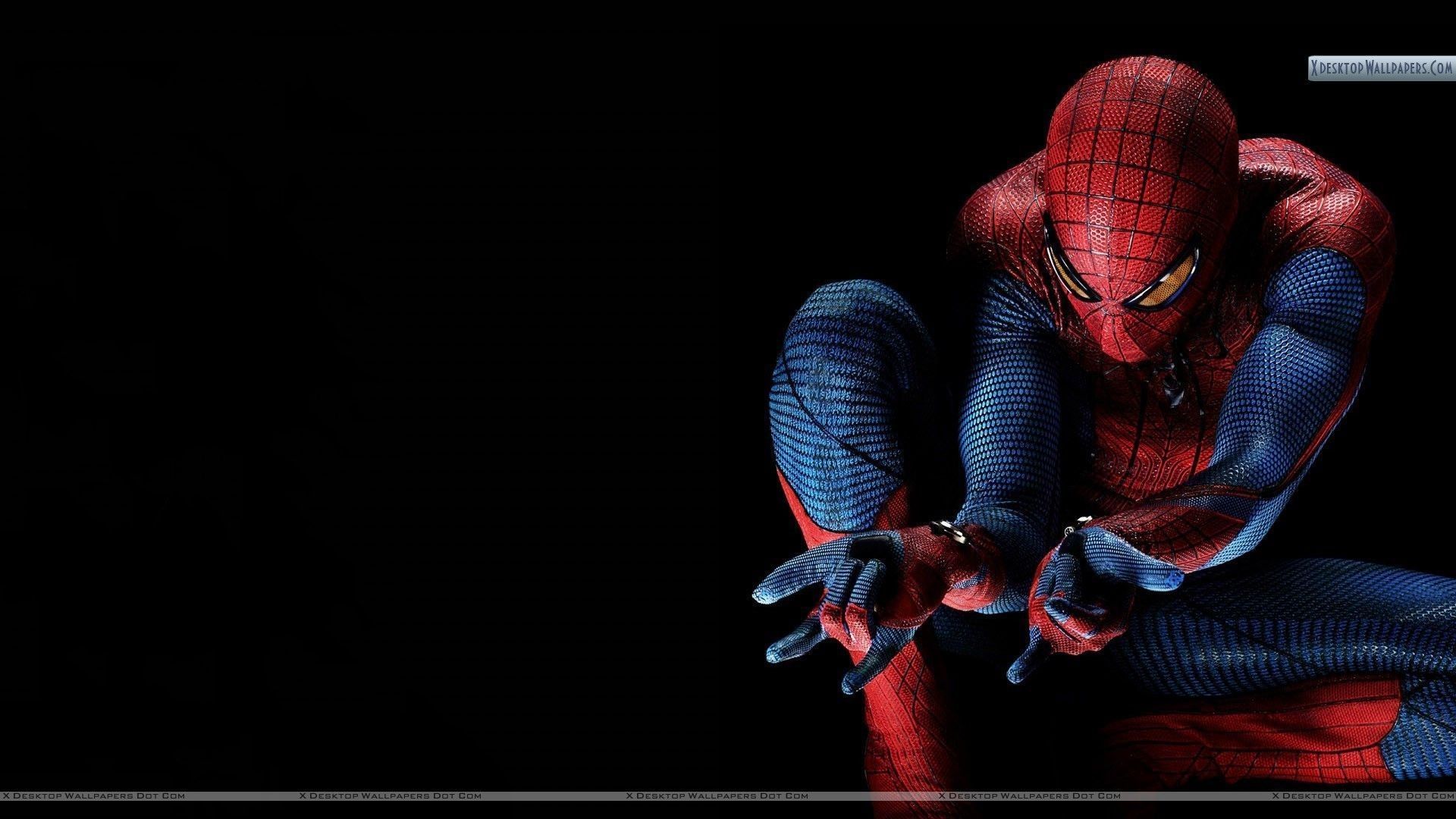 Spider-Man accovacciato su sfondo nero, 1920x1080 Full HD, PC