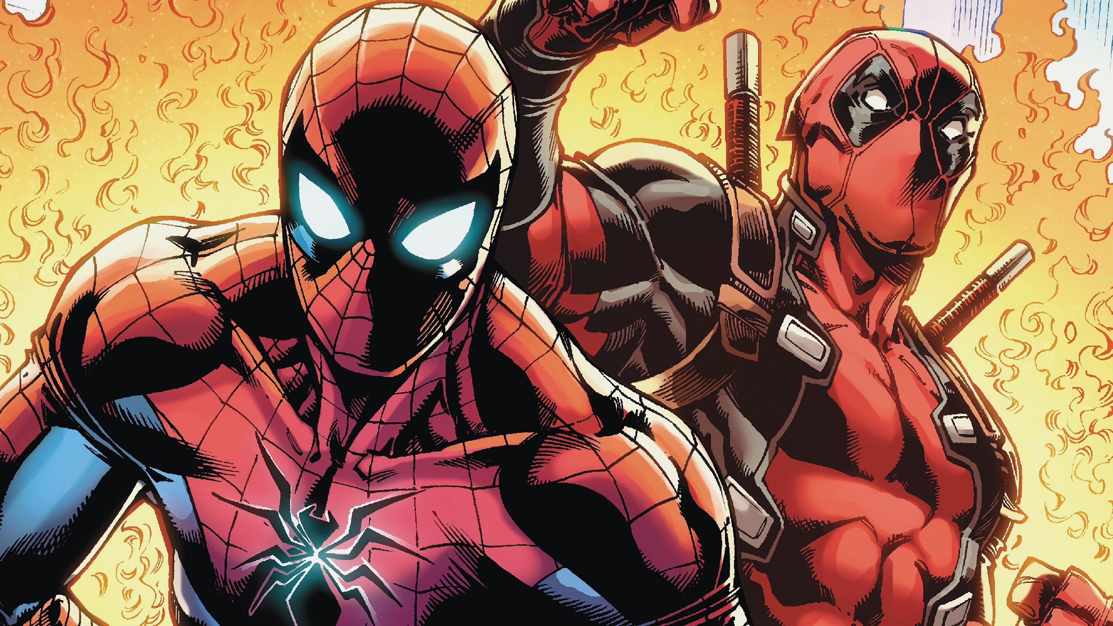 Spider-Man e Deadpool fumetto, mercenario, 3840x2160 UHD, Monitor Gaming