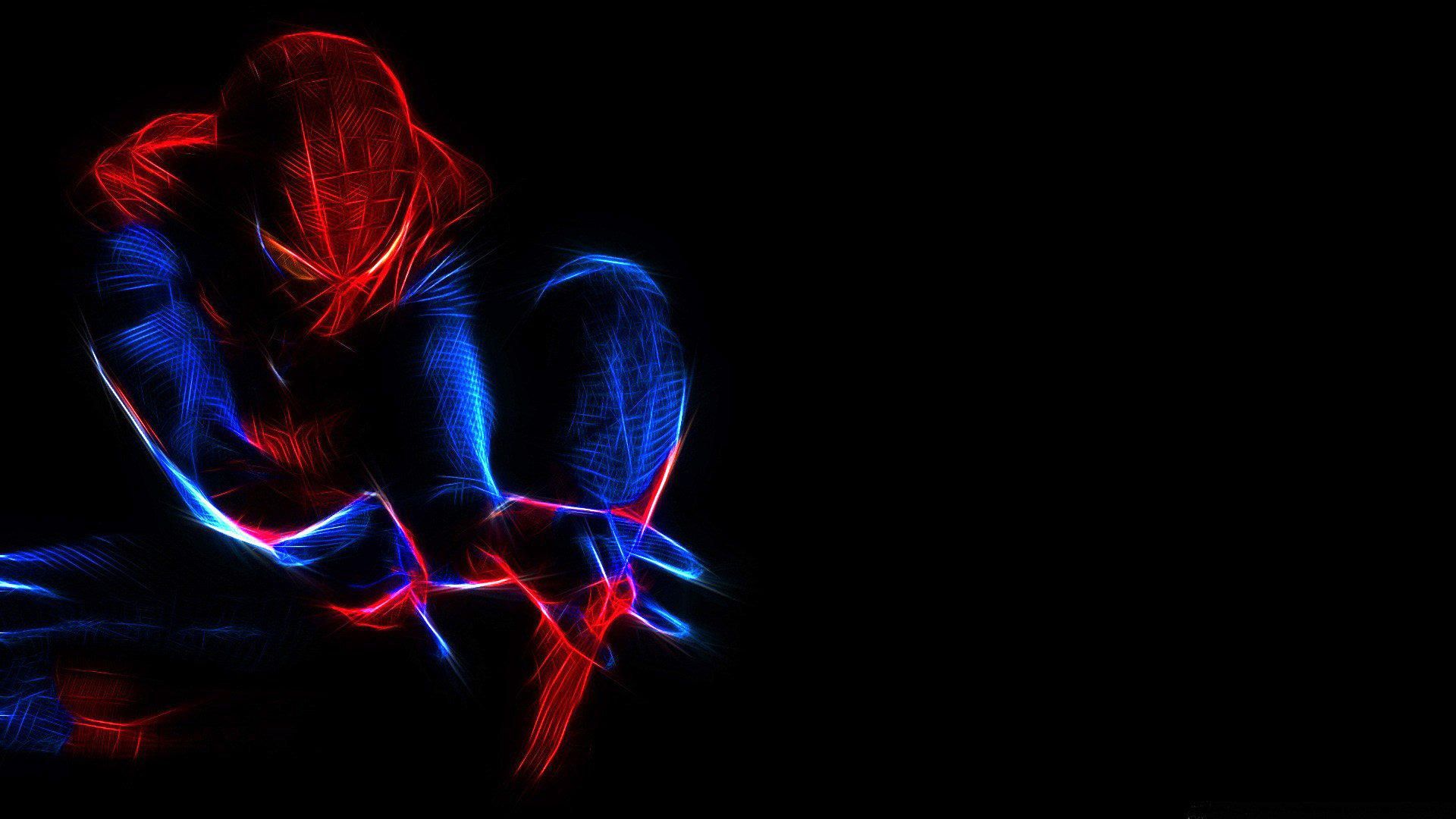 Spider-Man contorno luminoso neon, 1920x1080 Full HD 1080p, Desktop