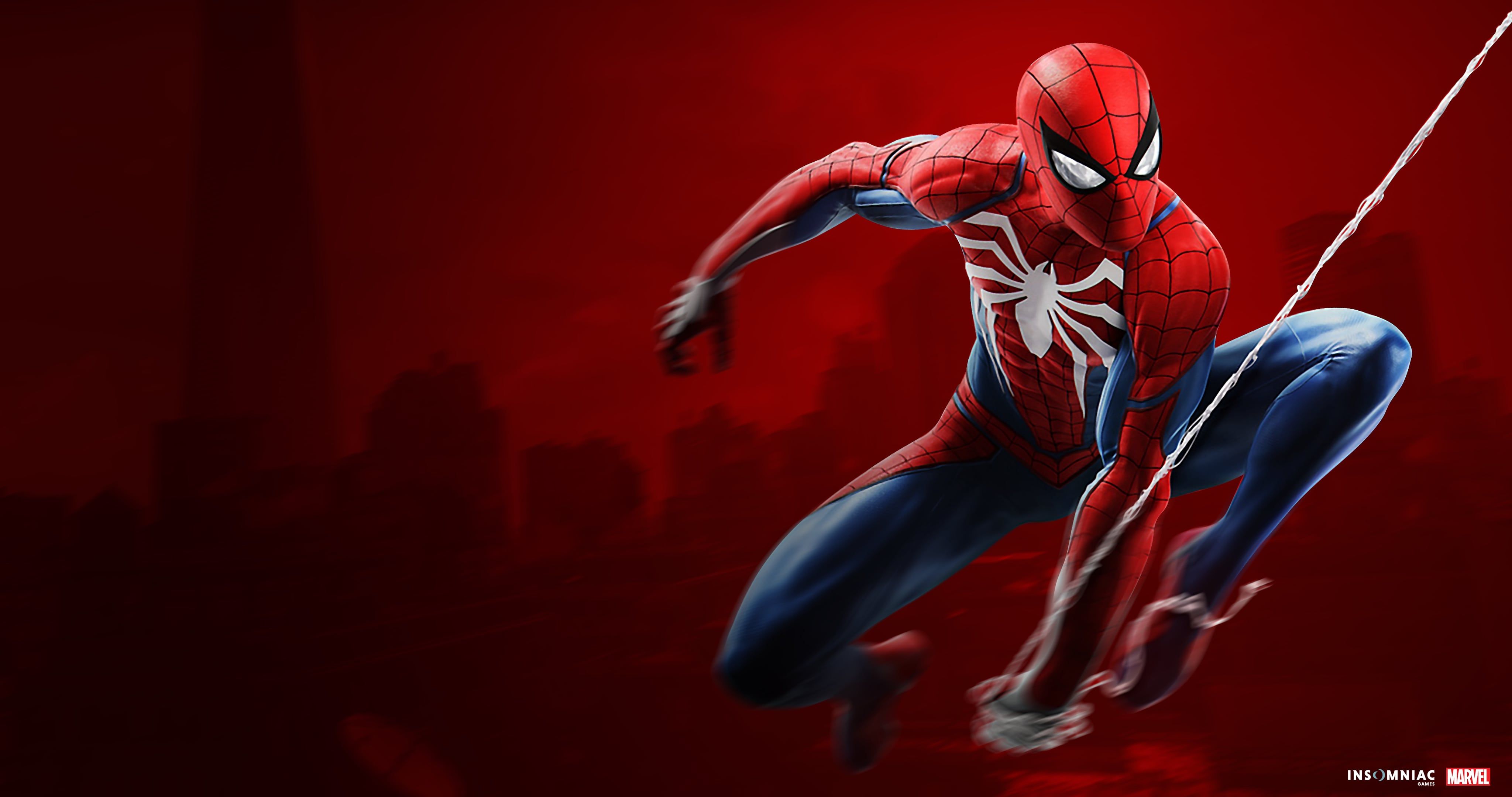Spider-Man in azione, sfondo rosso, 4096x2160 4K Ultra HD, Desktop