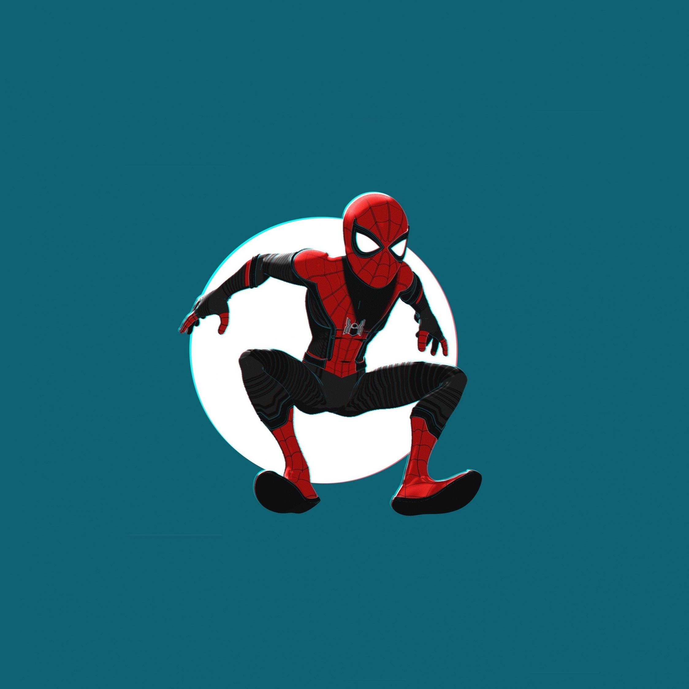 Spider-Man accovacciato, sfondo teal, 2248x2248 Hi-Res, Desktop