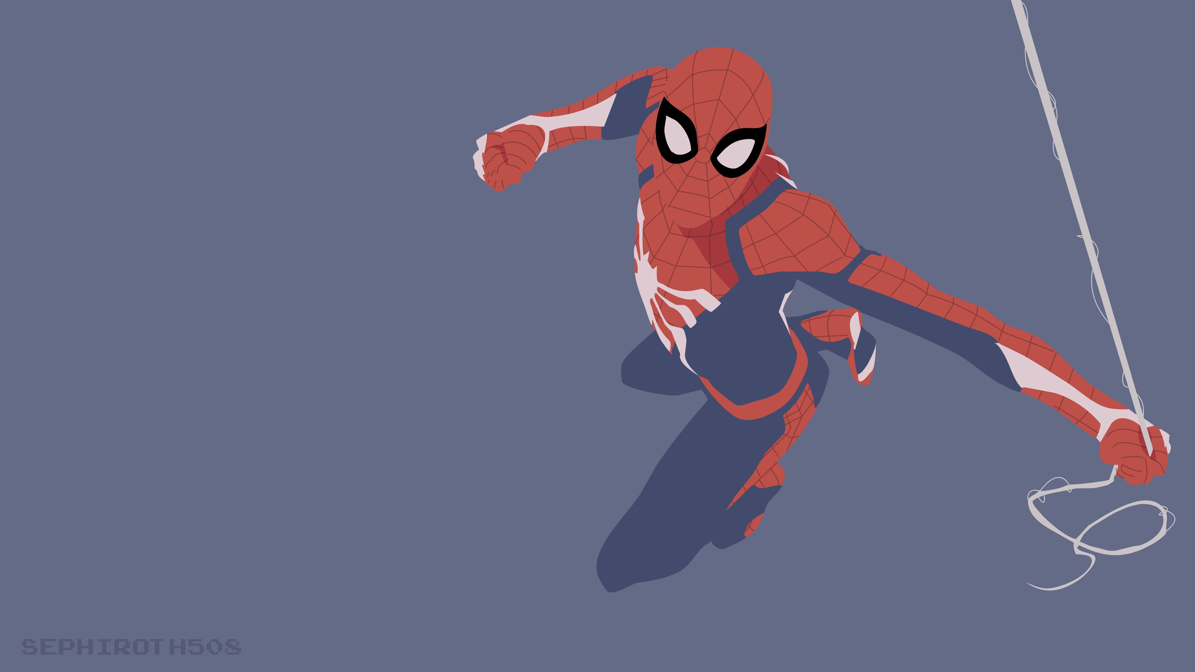 Spider-Man minimalista sfondo grigio, 3840x2160 UHD, PC 4K