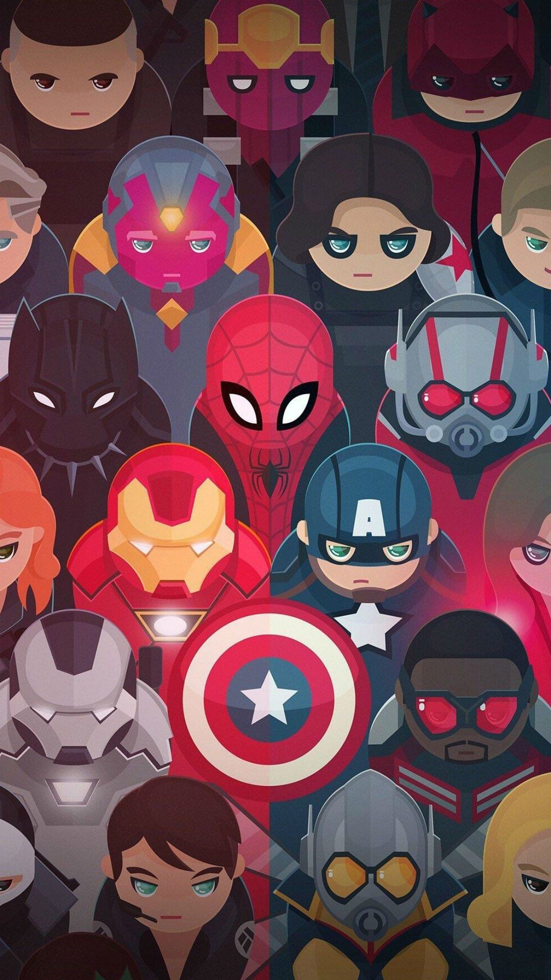 Avengers personaggi Marvel cartoon, supereroi, 1080x1920 Verticale, Telefono