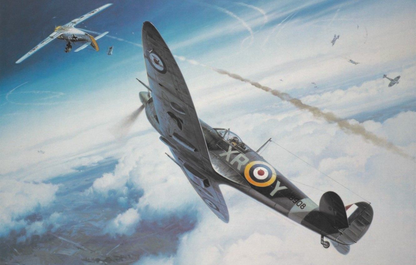 Spitfire dipinto in volo, ruote skateboard, 1332x850 720p, Laptop
