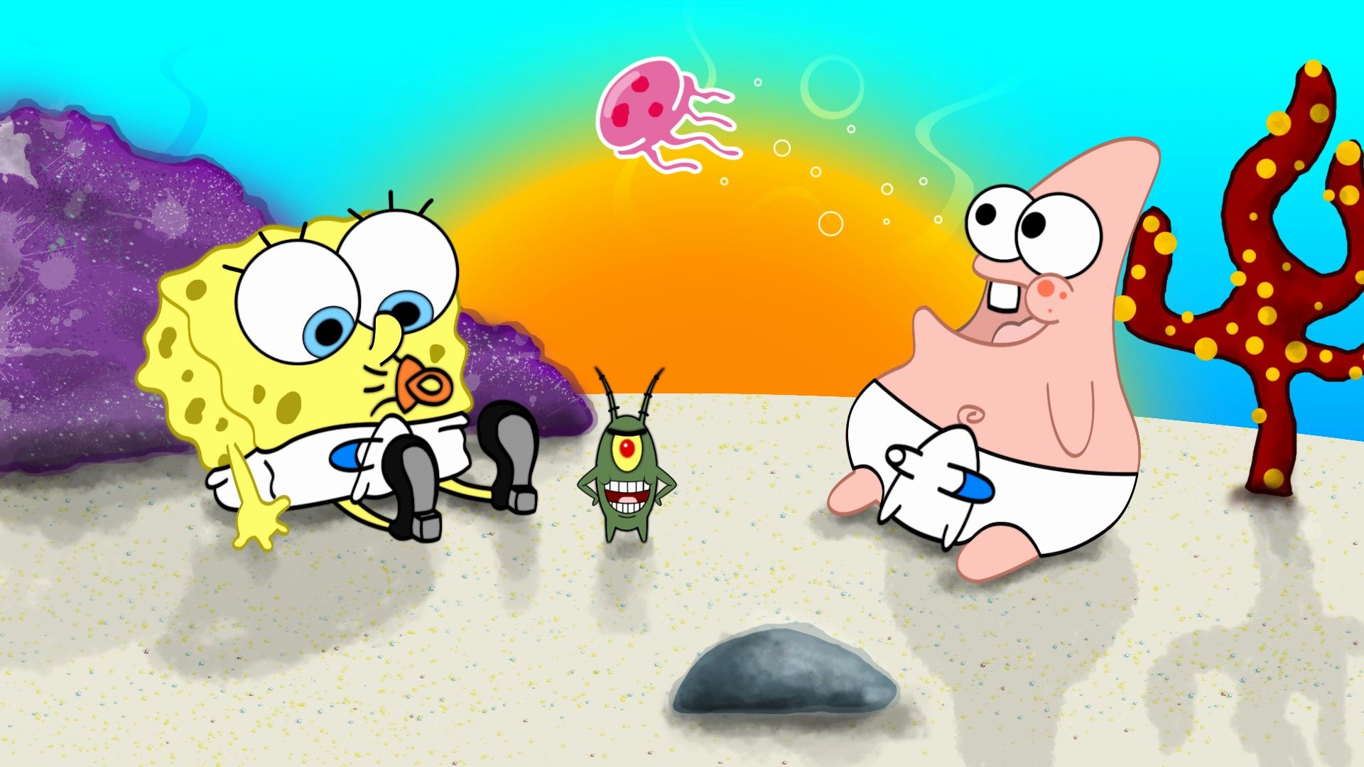 SpongeBob e Patrick spiaggia, 1920x1080 Full HD, Desktop