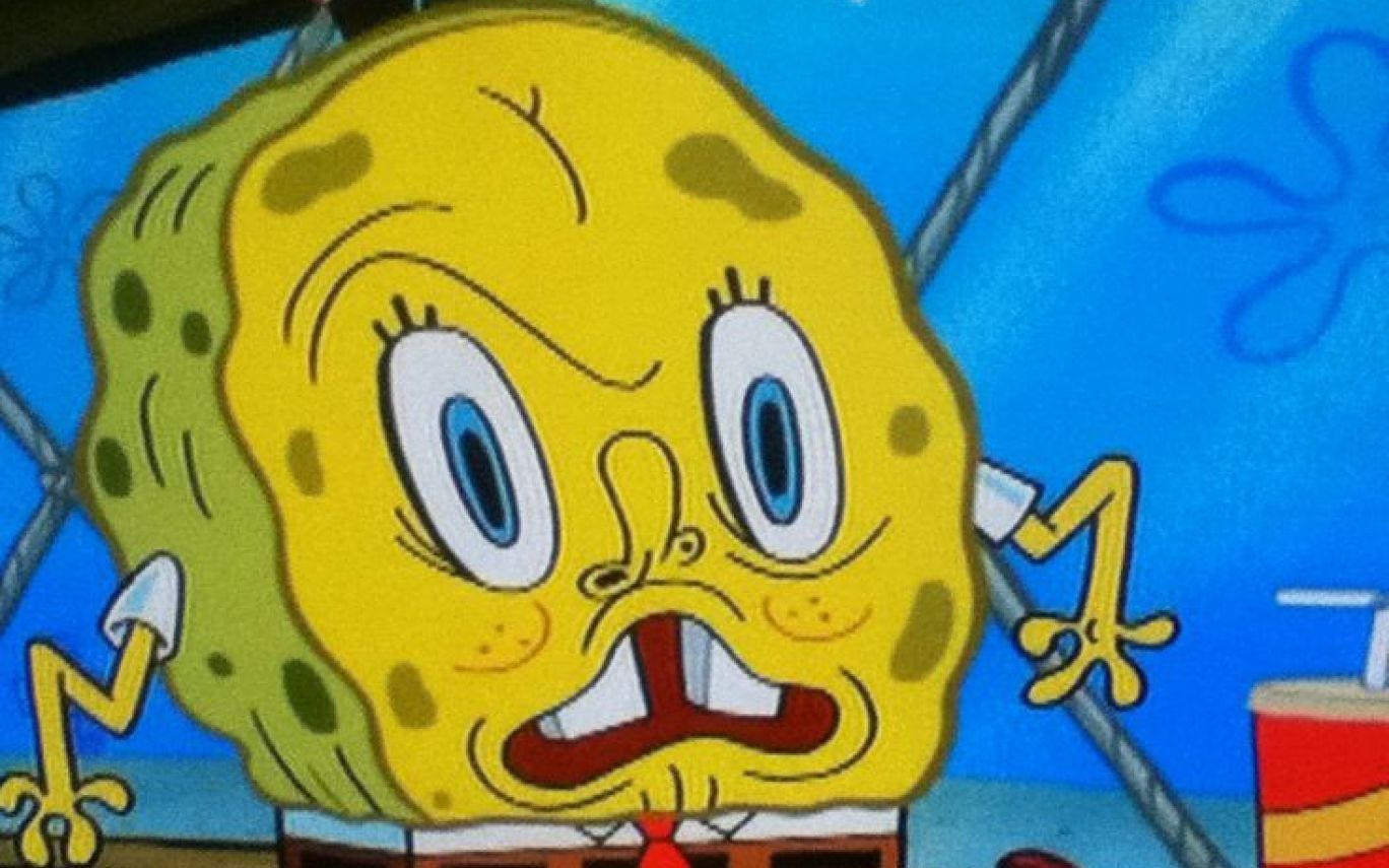 SpongeBob volto spaventato giallo, 1760x990 HD, Laptop