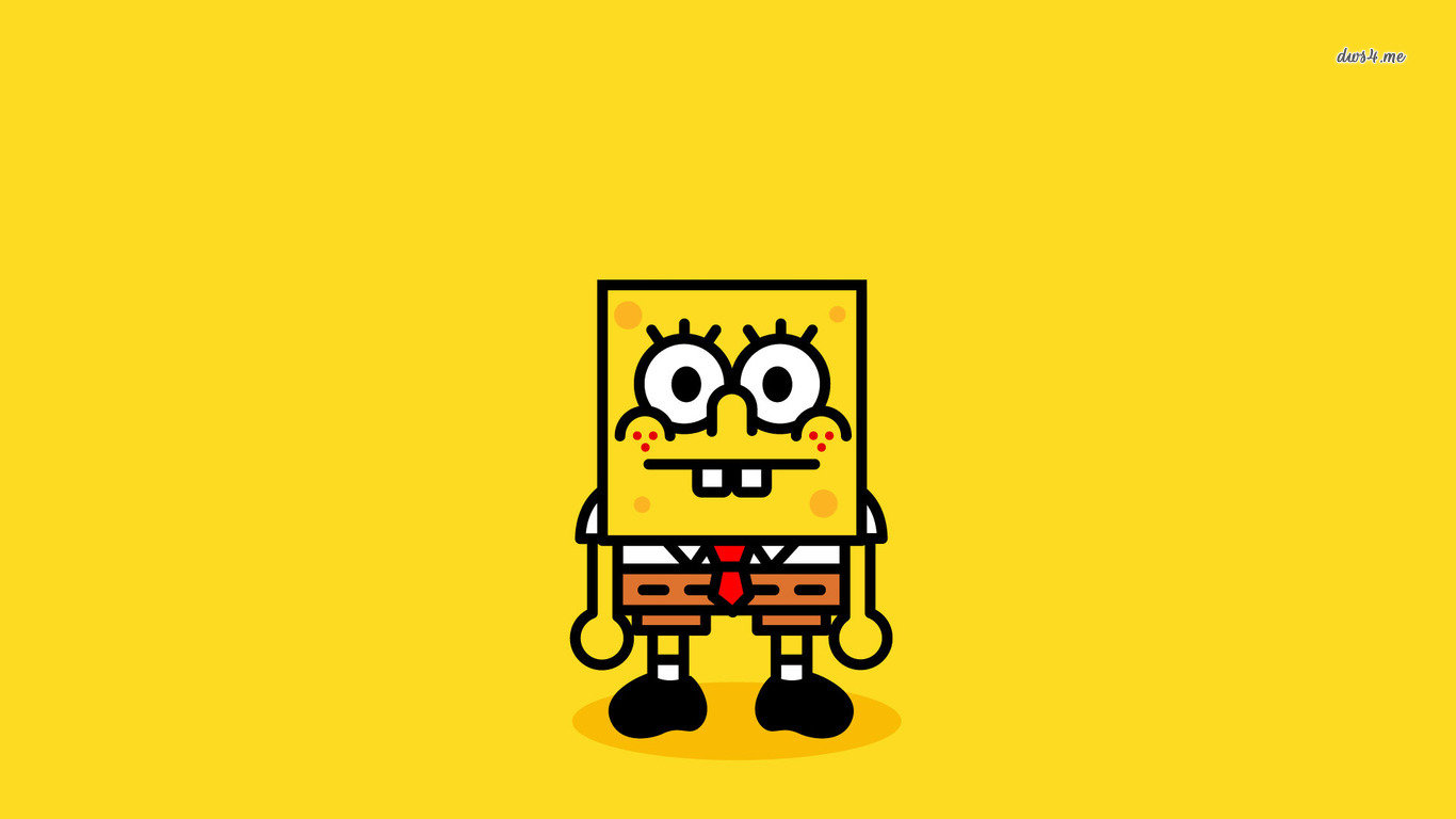 SpongeBob sfondo giallo, cartone animato, 1366x768 HD, Desktop
