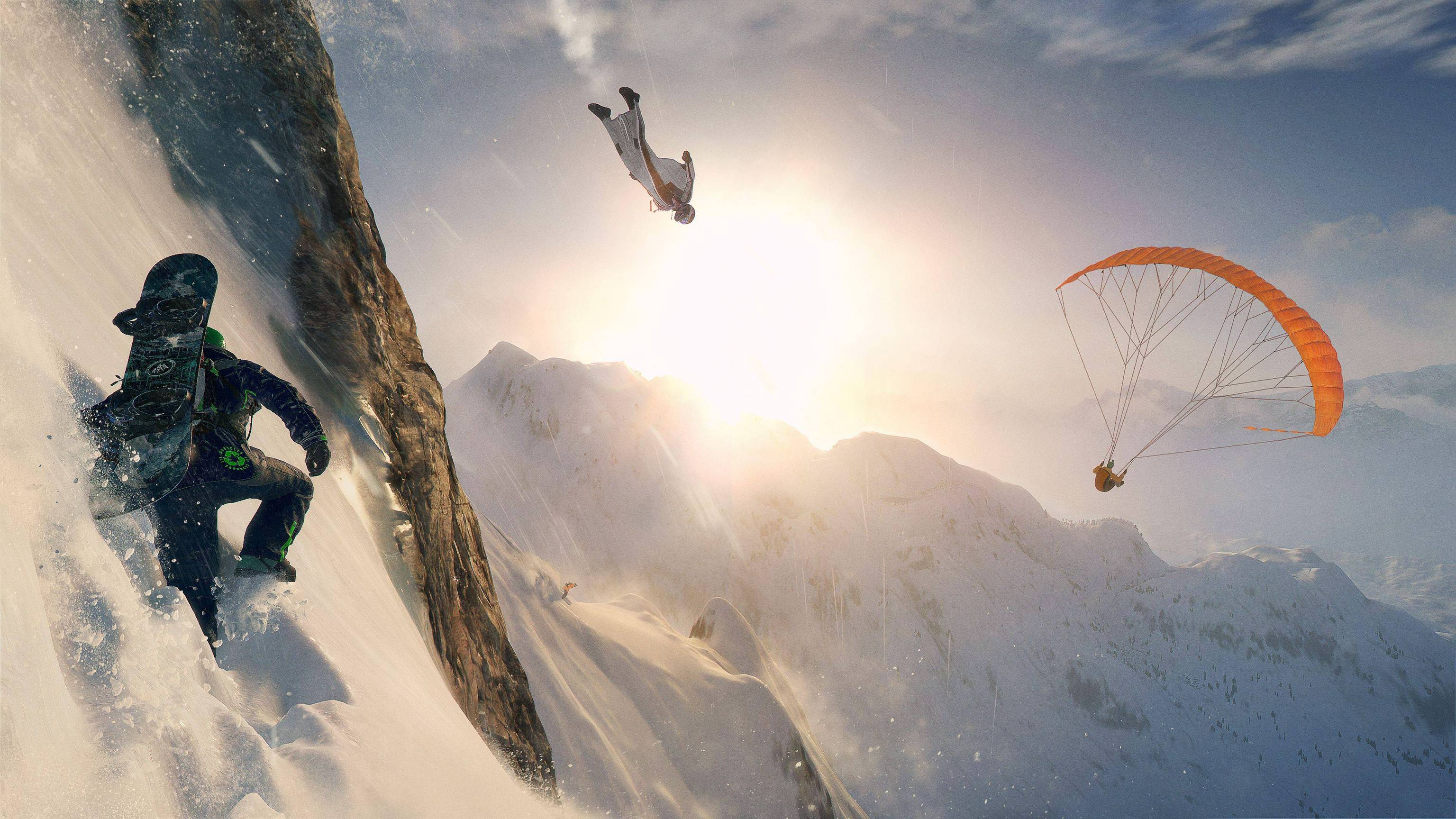 Sport estremi montagna innevata, 3072x1728 2K+, Monitor Gaming
