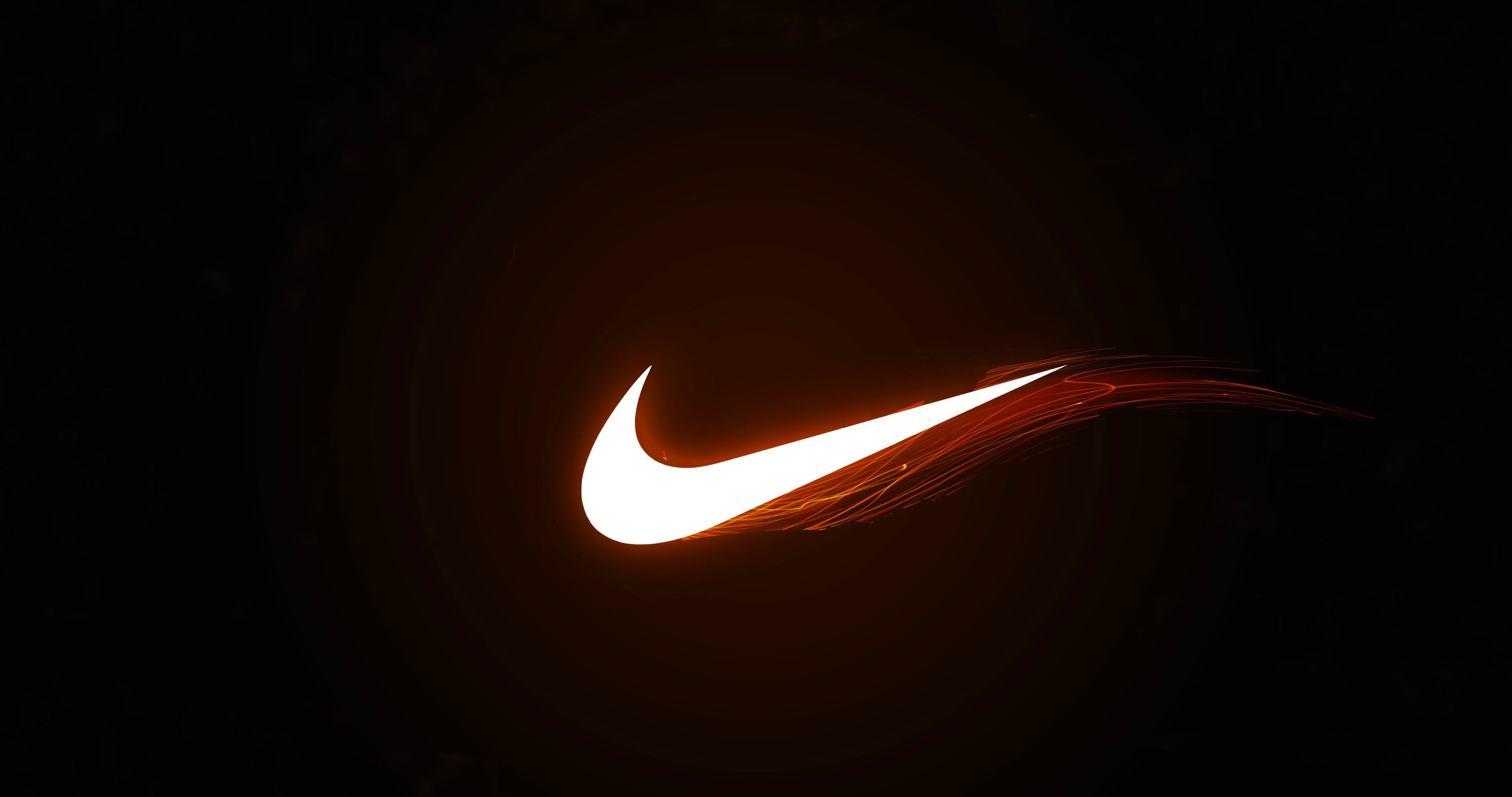 Logo Nike arancione luminoso, swoosh, 4096x2160 Ultra HD, 4K TV