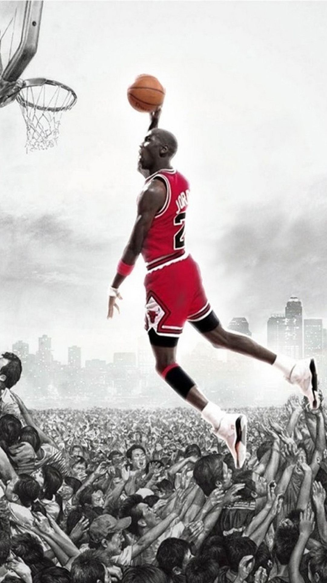 Michael Jordan schiacciata basket, Chicago Bulls, 1080x1920 Verticale, Telefono