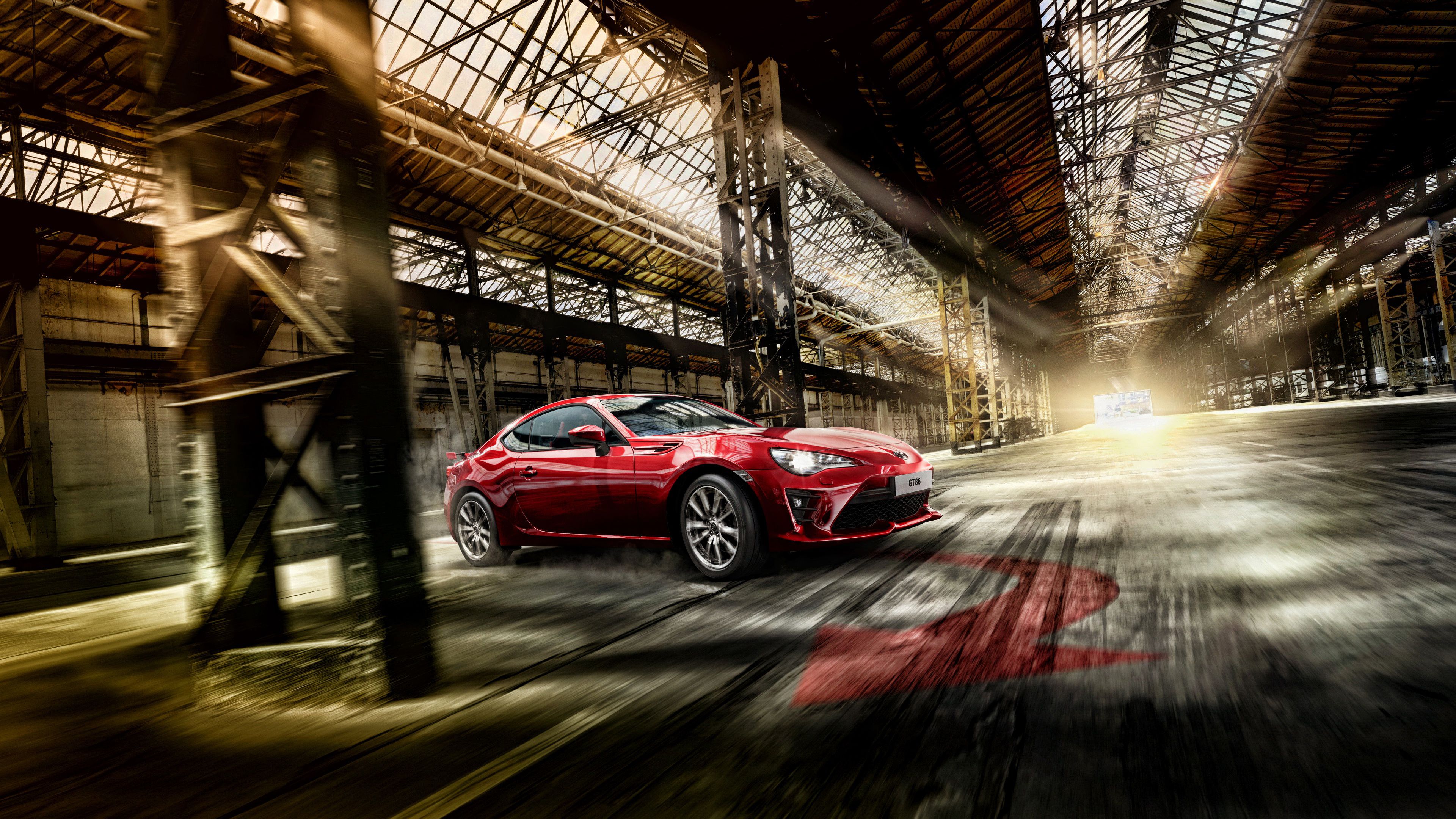 Toyota 86 rossa capannone, 3840x2160 UHD, PC 4K