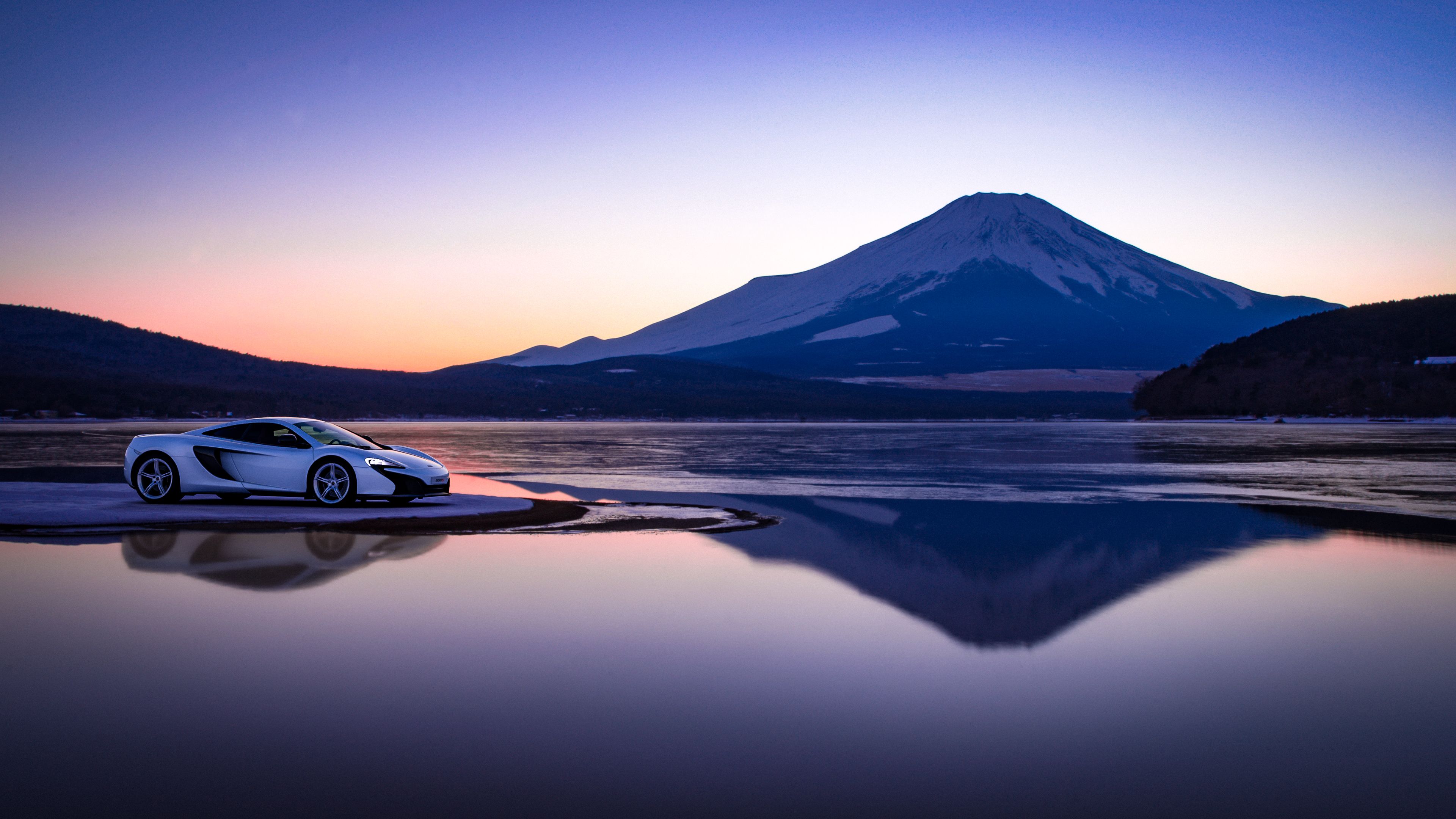McLaren, Monte Fuji, lago, supercar britannica, 3840x2160 4K, Desktop 4K
