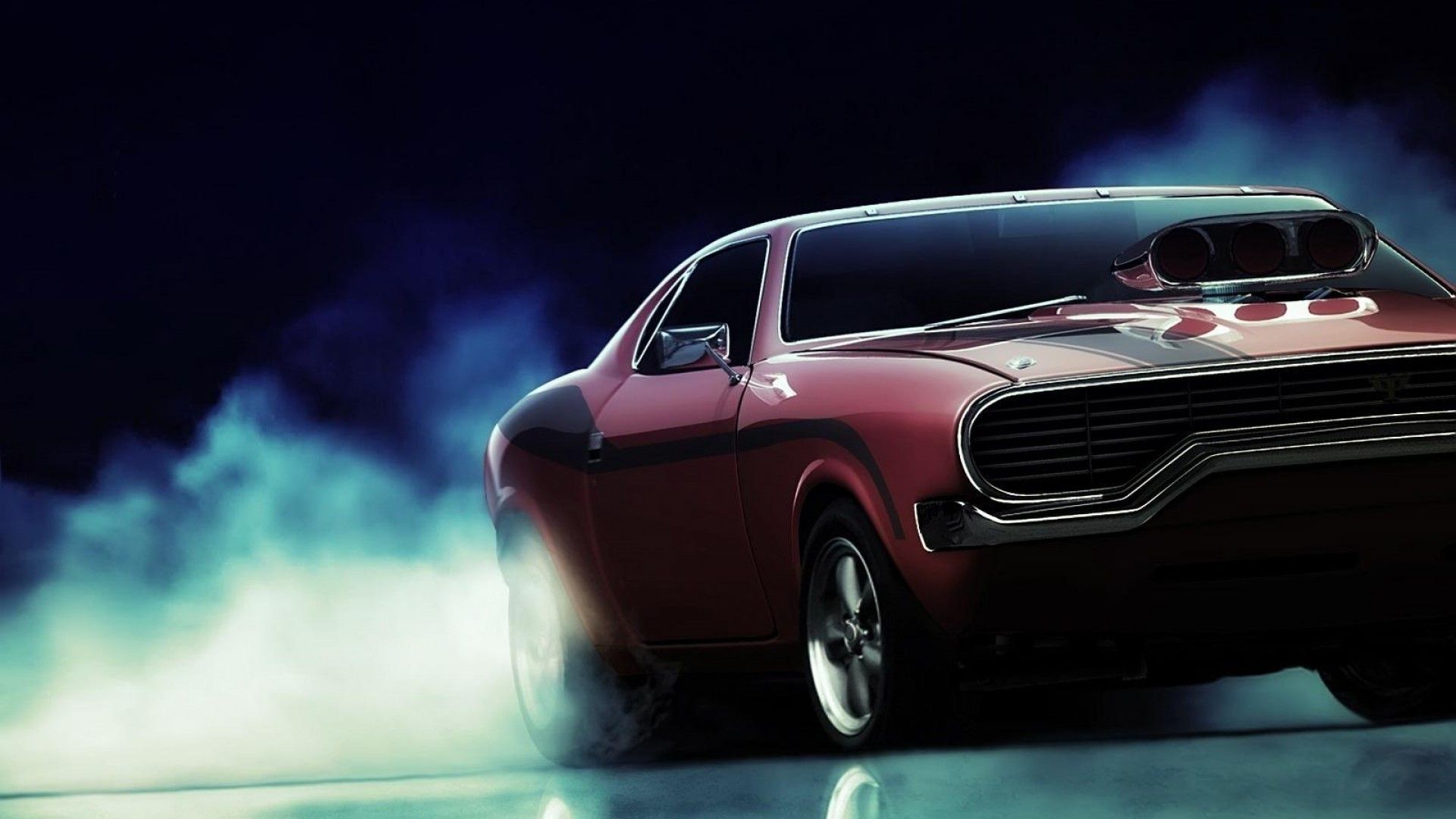 Muscle car rossa fumo, 1920x1080 Full HD 1080p, PC Desktop