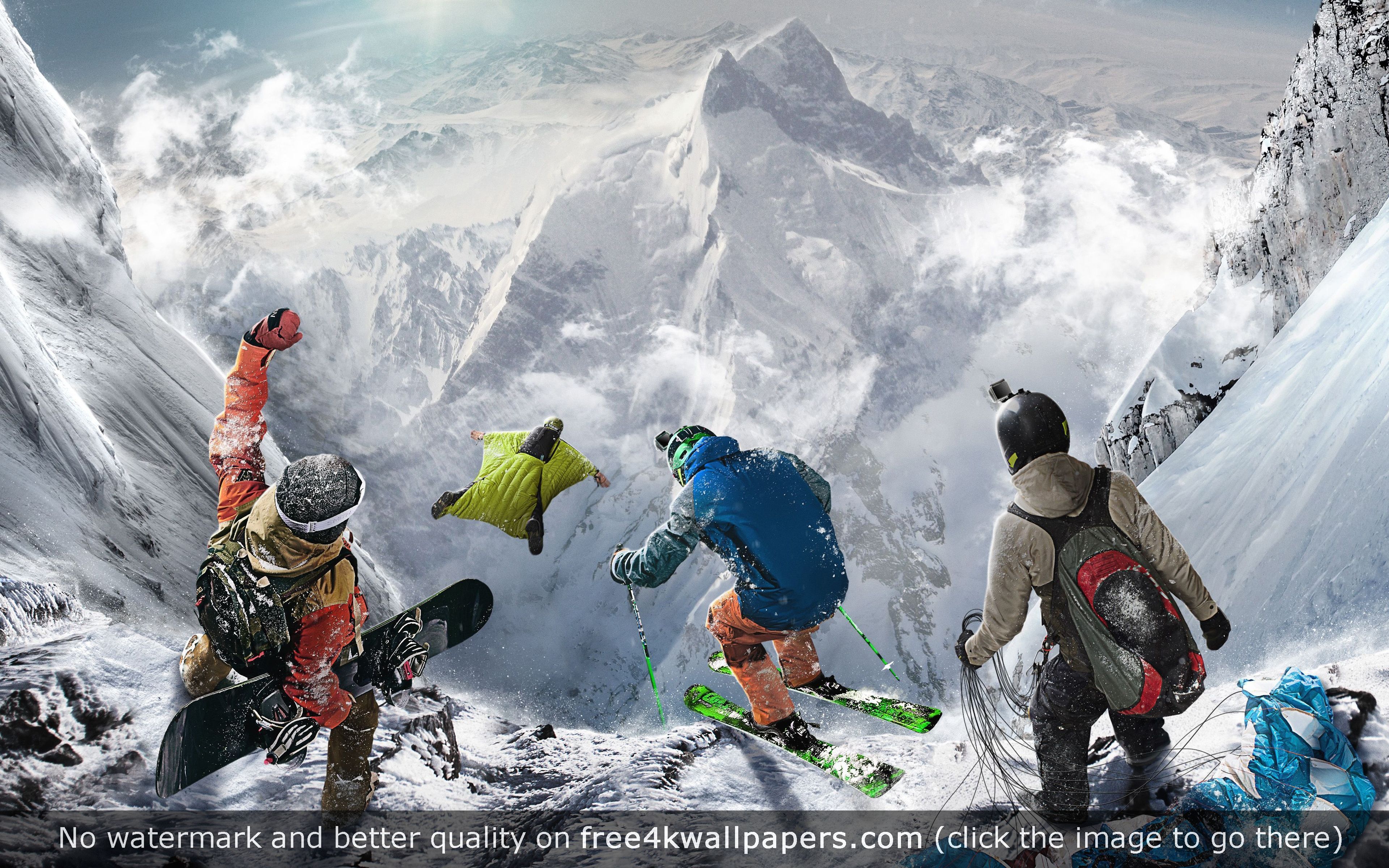 Snowboarder su montagna innevata, 3840x2400 4K, Desktop 4K